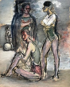 Simka Simkhovitch WPA Artist Painting Gouache American Modernist Beach Scene (peinture moderniste américaine)