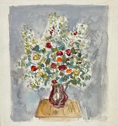 Simka Simkhovitch WPA W/C Pittura a guazzo Modernista americana Bouquet di fiori