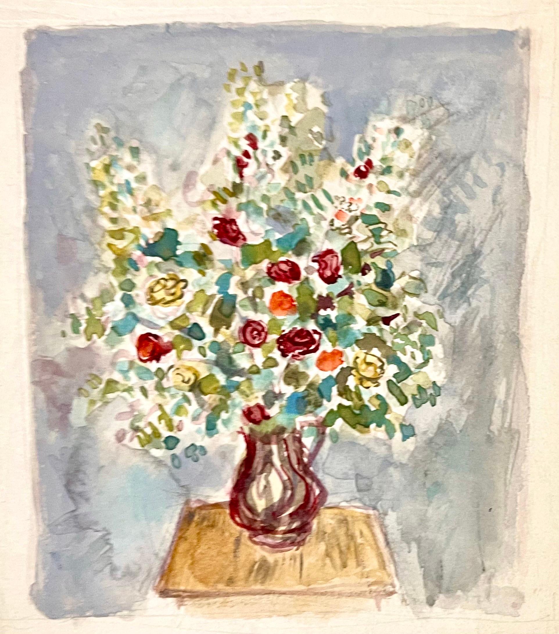 Simka Simkhovitch WPA W/C Peinture - Bouquet de fleurs moderniste américain à la gouache