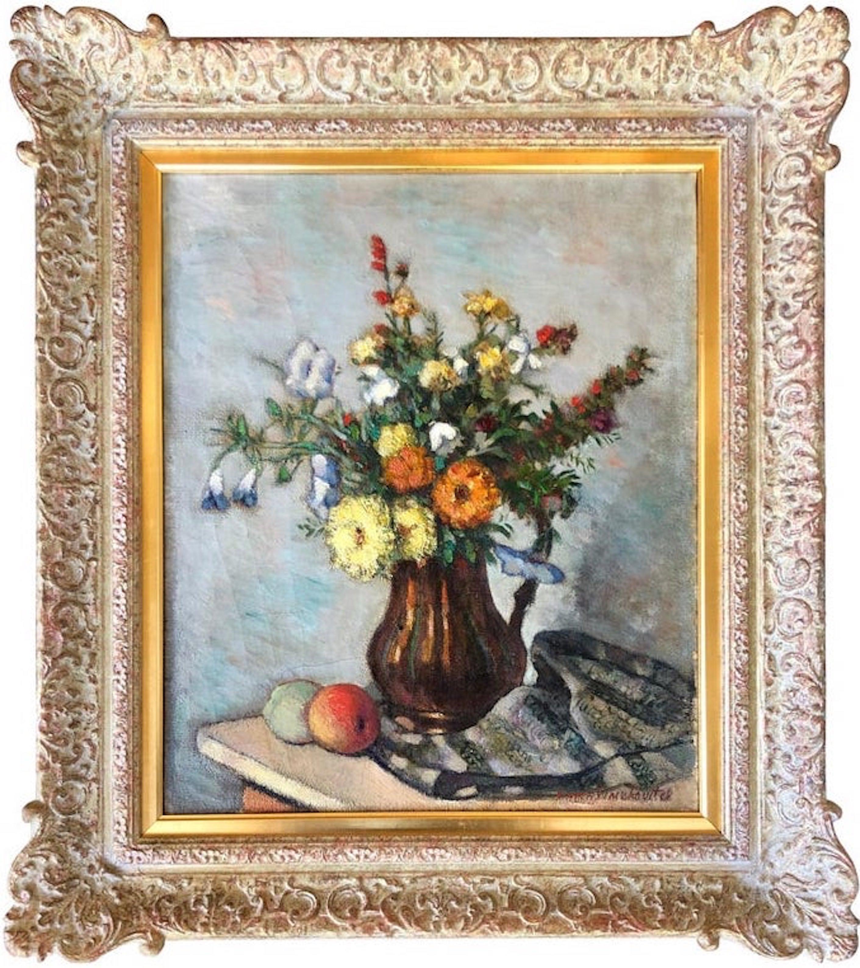 Simka Simkhovitch Still-Life Painting - Still Life of Fruit and Flowers