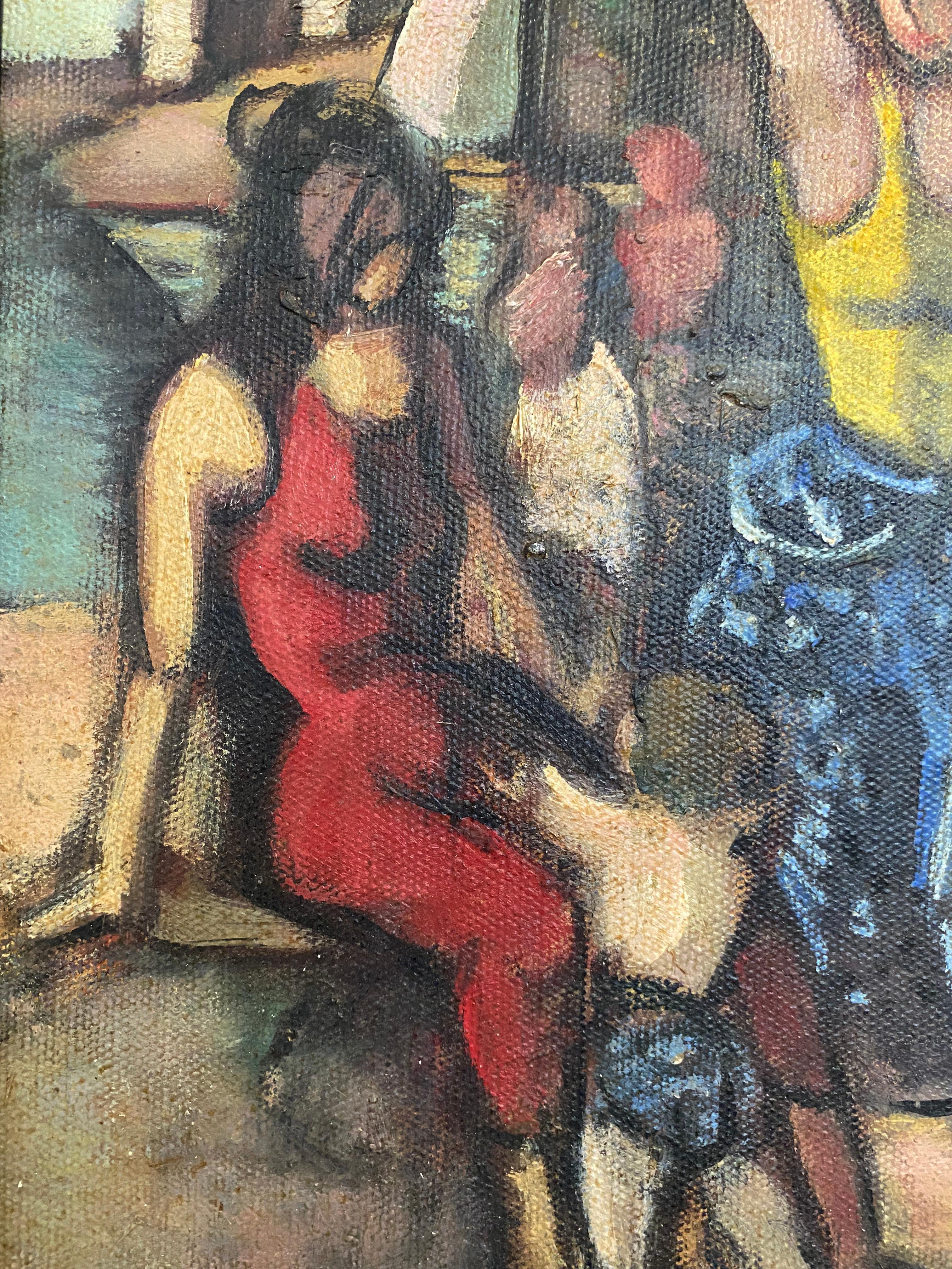 Sunday Outing, probablement Island Beach, Greenwich, CT - Modernisme américain Painting par Simka Simkhovitch