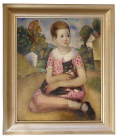 Young Girl With Black Cat 