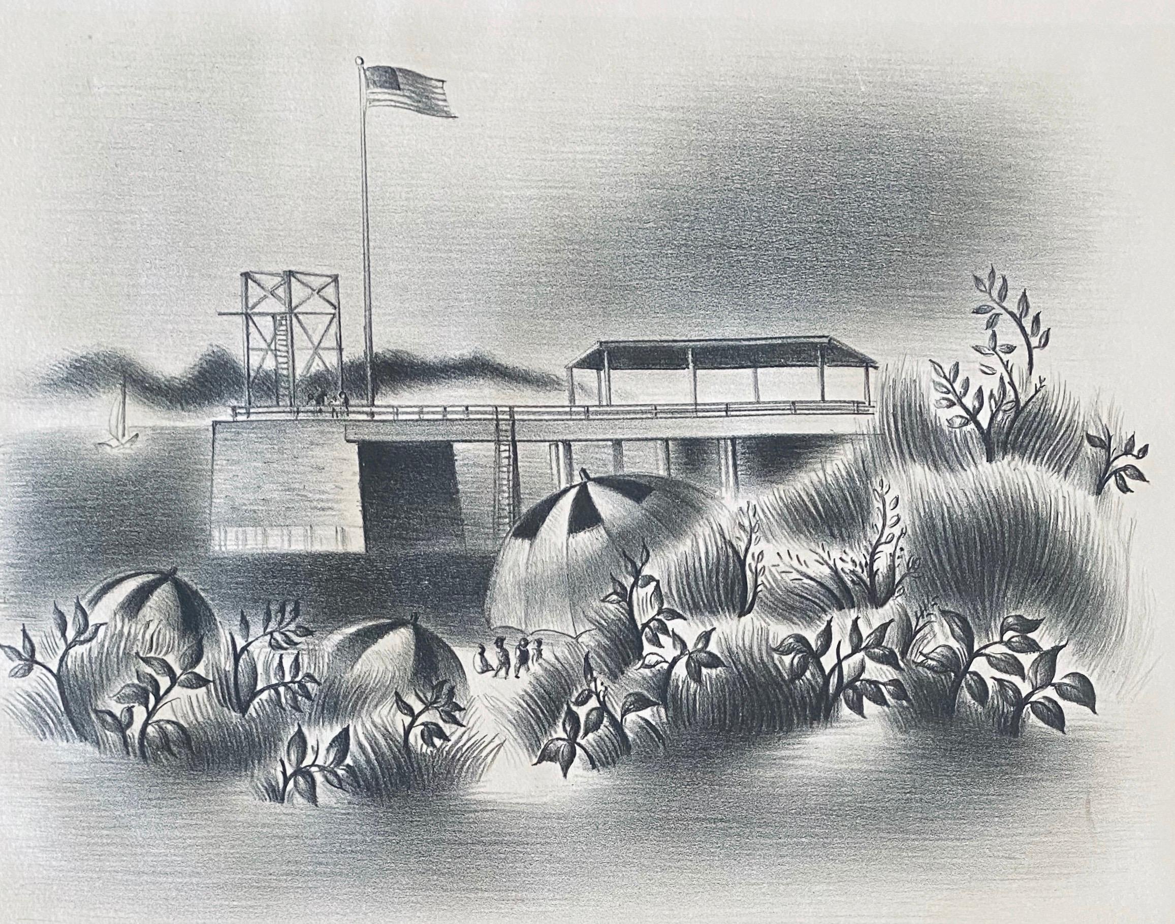 Simka Simkhovitch WPA Artista Litografía Island Beach 1933 Modernista estadounidense en venta 2