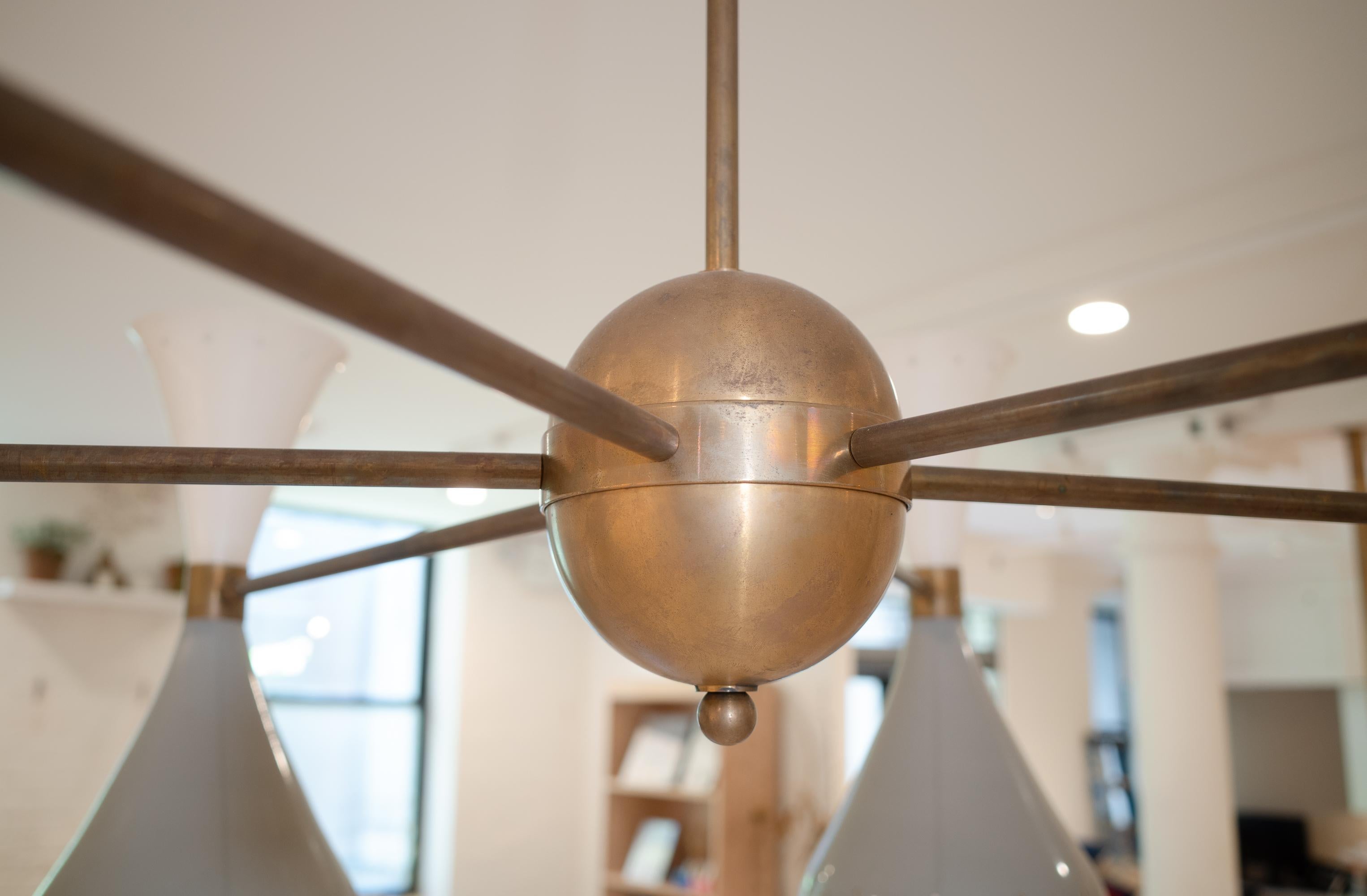 Brass Simmetrico Chandelier by Stilnovo For Sale