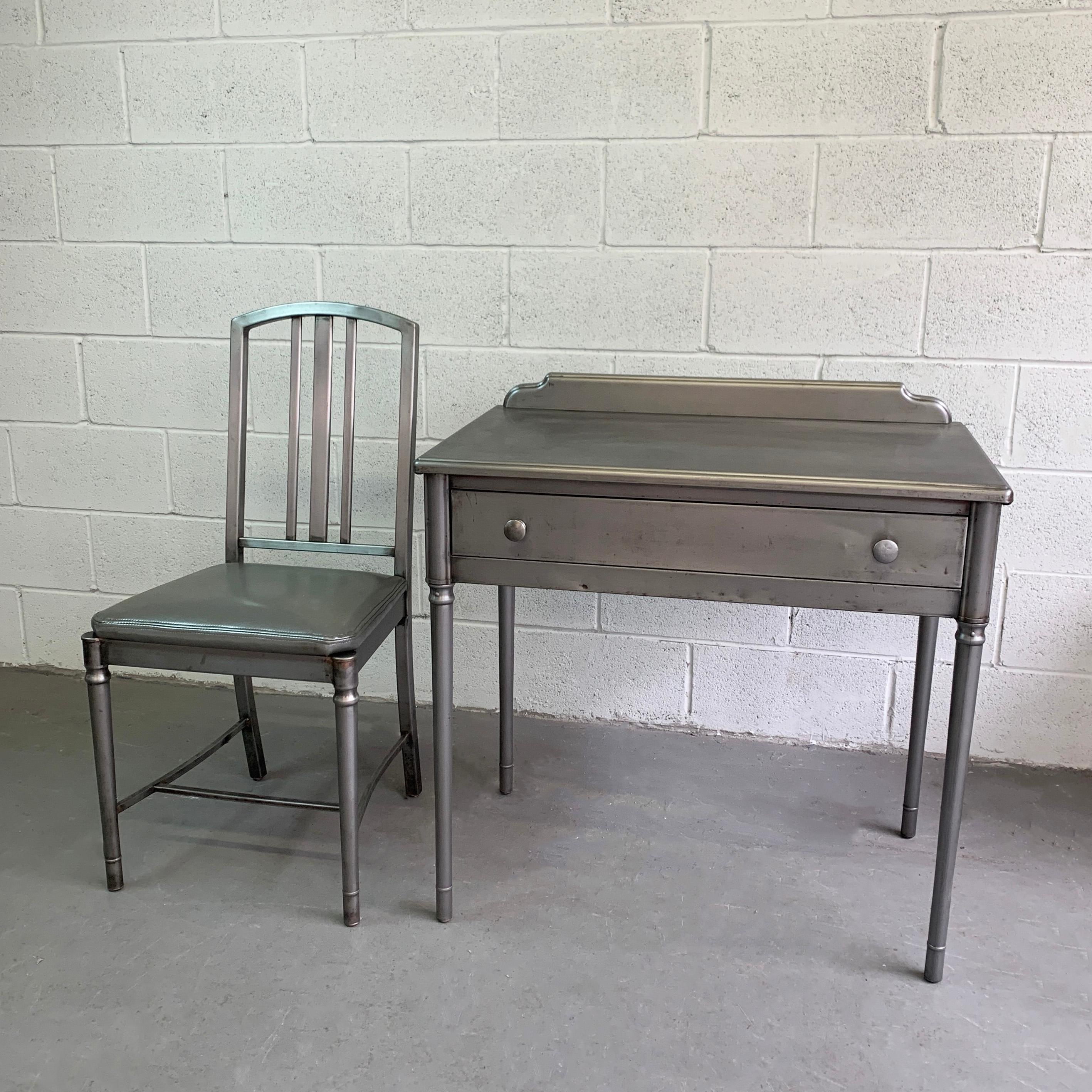 American Simmons Brushed Steel Sheraton Series Desk Vanity Set