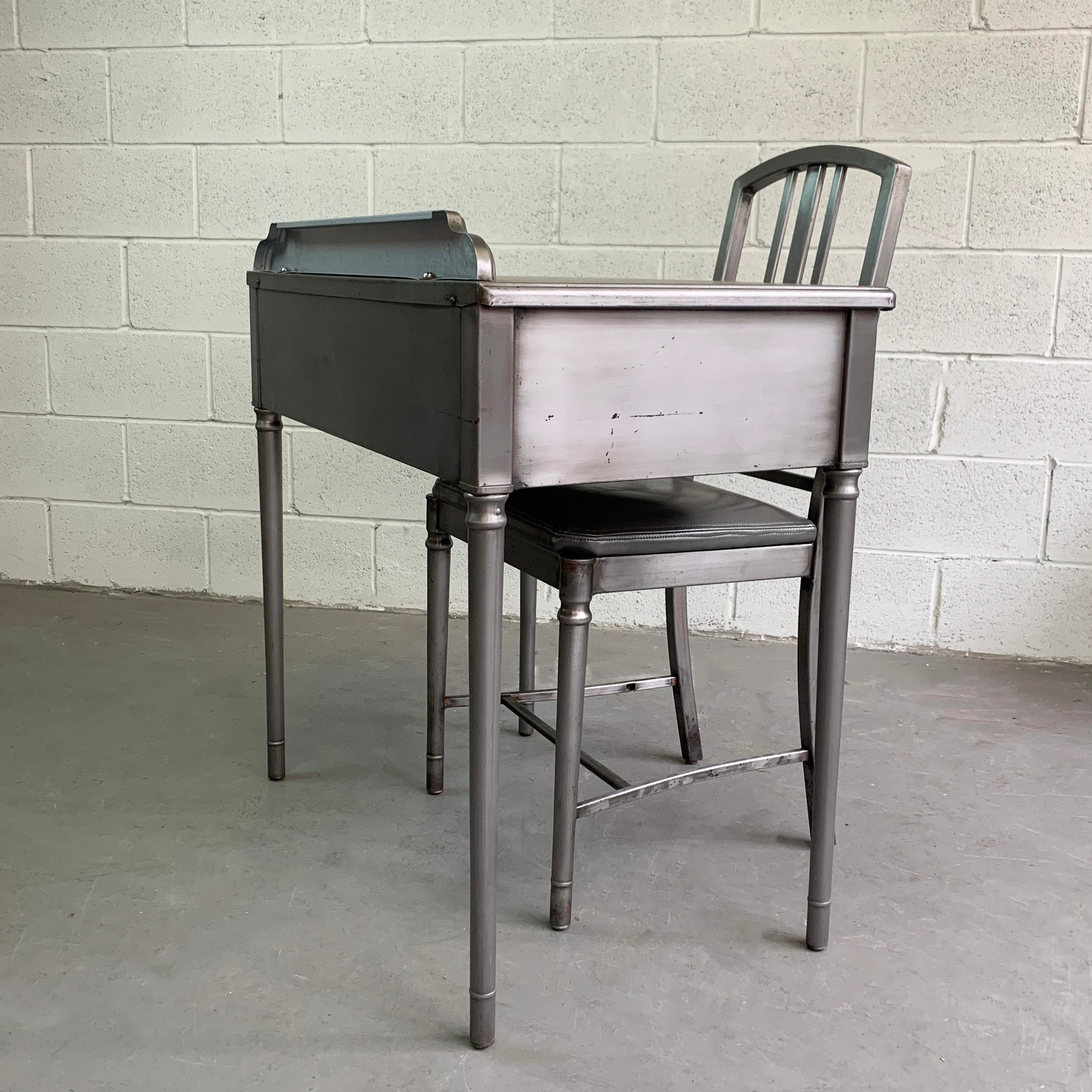 20th Century Simmons Brushed Steel Sheraton Series Desk Vanity Set