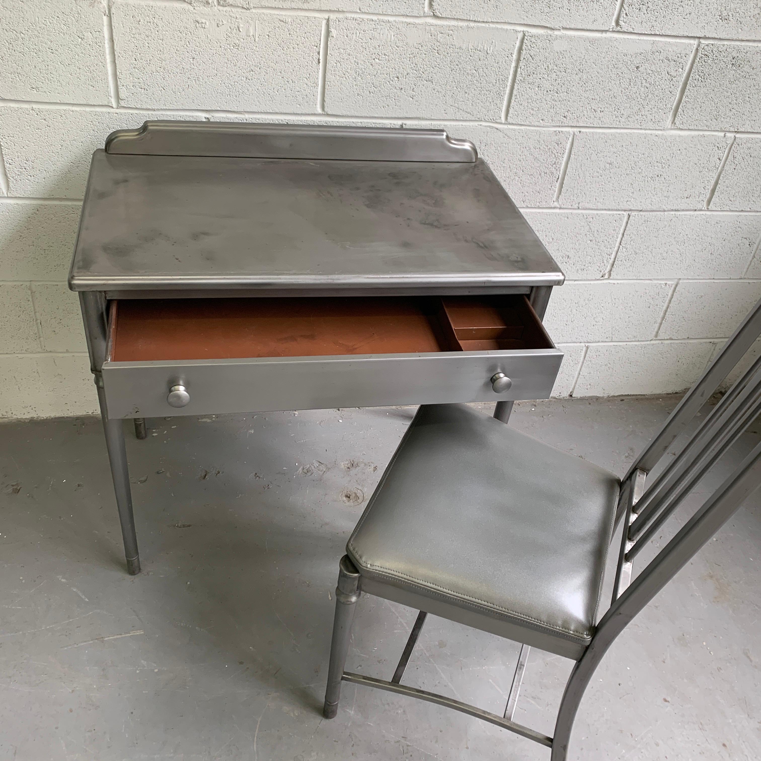 Simmons Brushed Steel Sheraton Series Desk Vanity Set For Sale 1