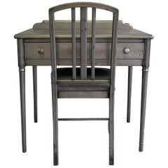 Antique Simmons Brushed Steel Sheraton Series Desk Vanity Set