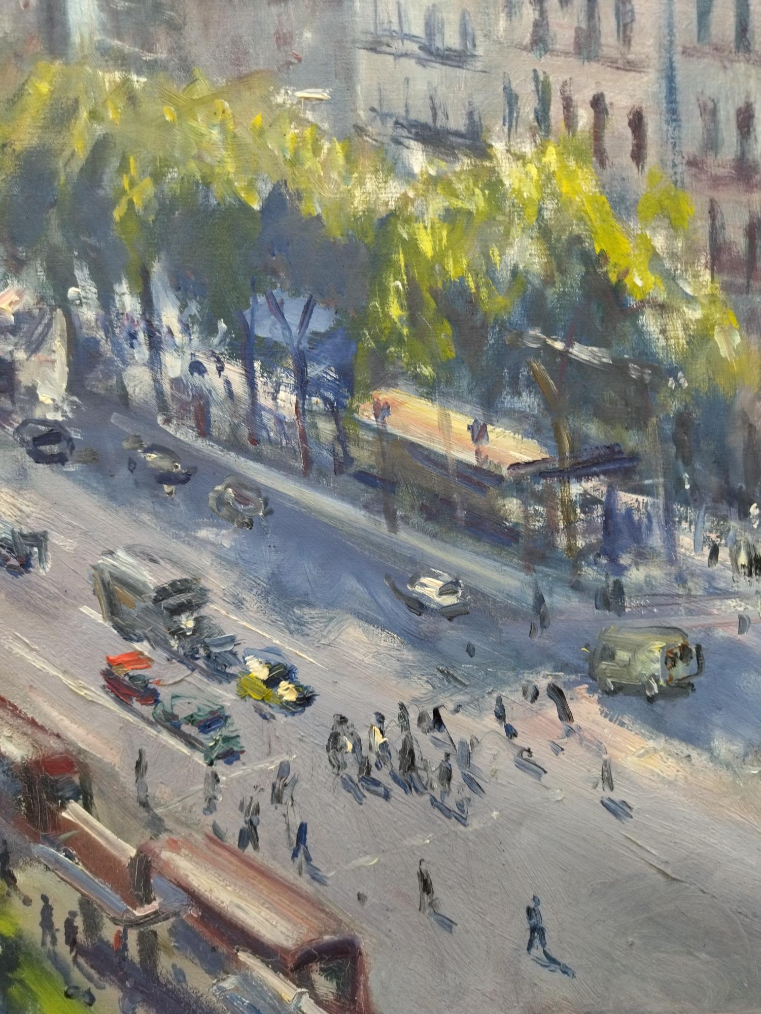 Plaza Cataluña, Barcelona oil painting.  For Sale 3