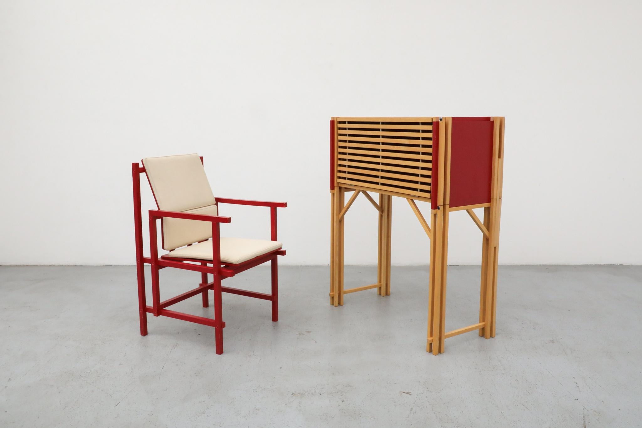 Modern Simo Heikkila Writing Desk and Chair, Rietveld Inspired, 1990s For Sale