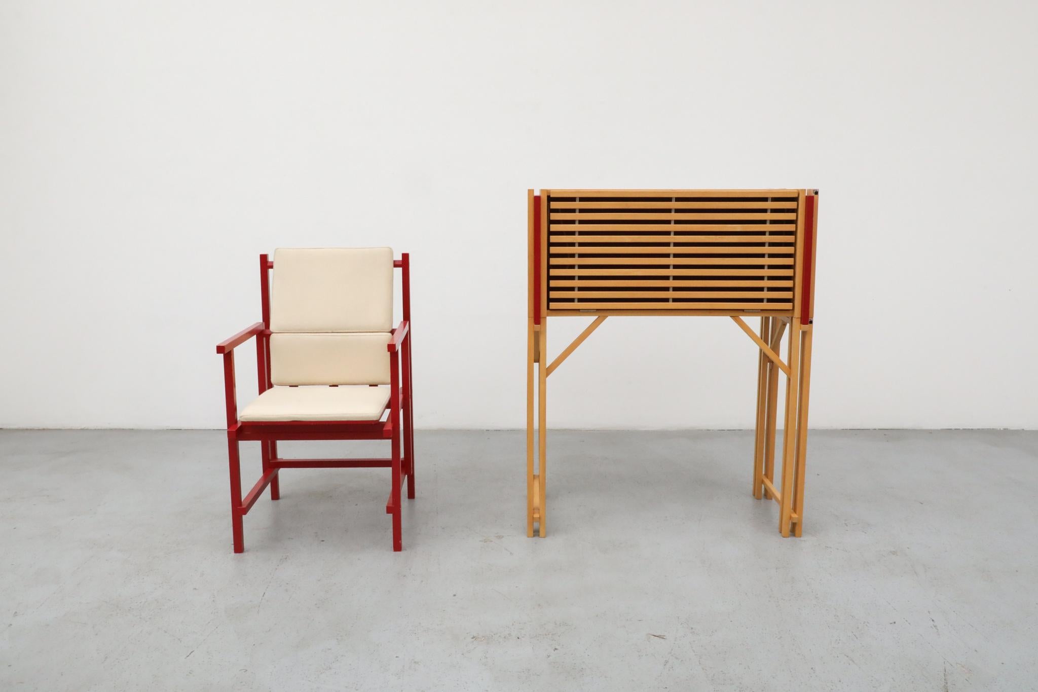 Finnish Simo Heikkila Writing Desk and Chair, Rietveld Inspired, 1990s For Sale