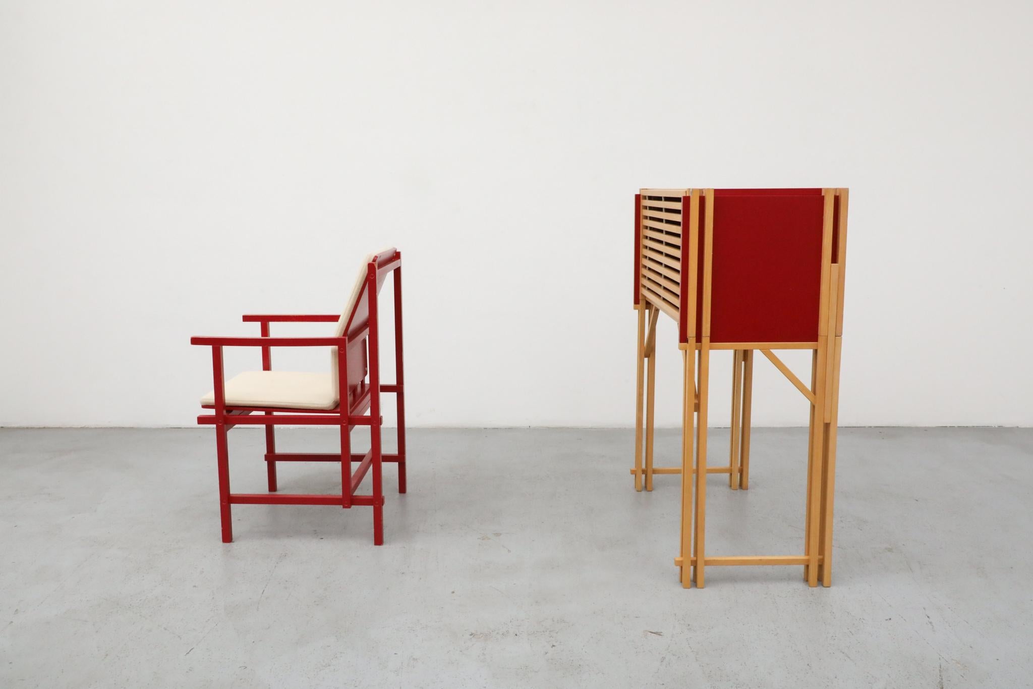 Simo Heikkila Writing Desk and Chair, Rietveld Inspired, 1990s In Good Condition For Sale In Los Angeles, CA