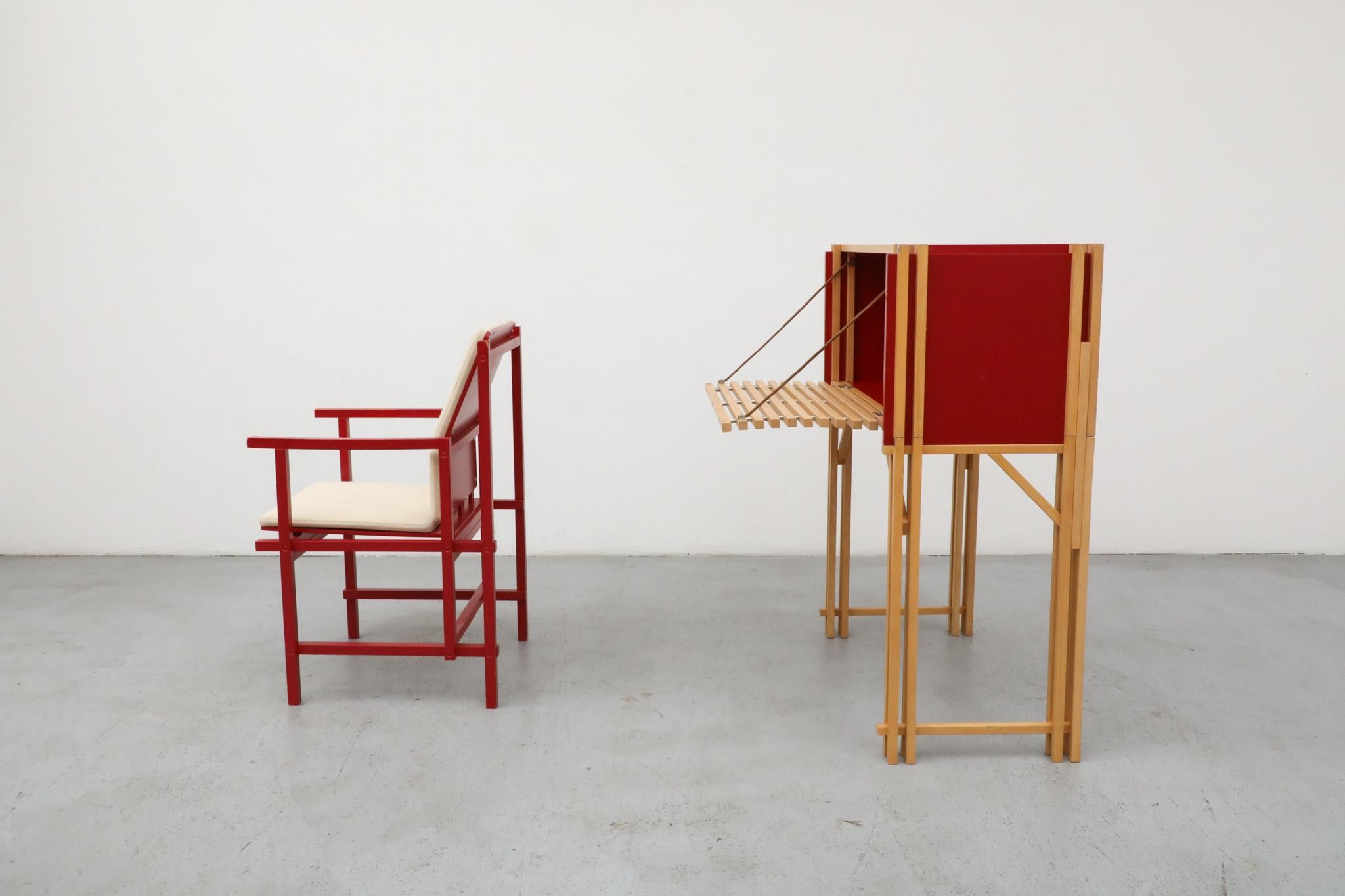 Late 20th Century Simo Heikkila Writing Desk and Chair, Rietveld Inspired, 1990s For Sale