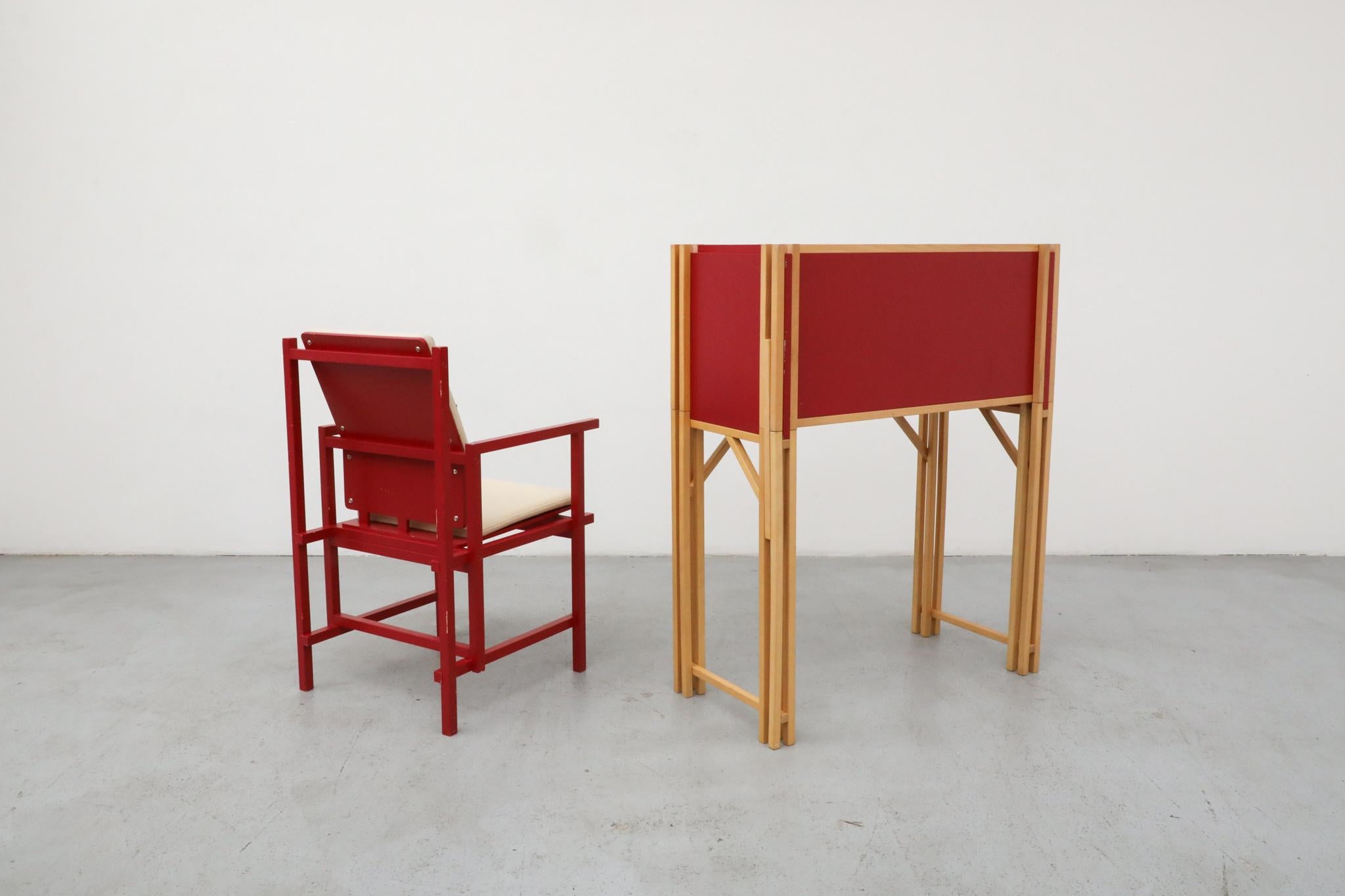 Simo Heikkila Writing Desk and Chair, Rietveld Inspired, 1990s For Sale 1