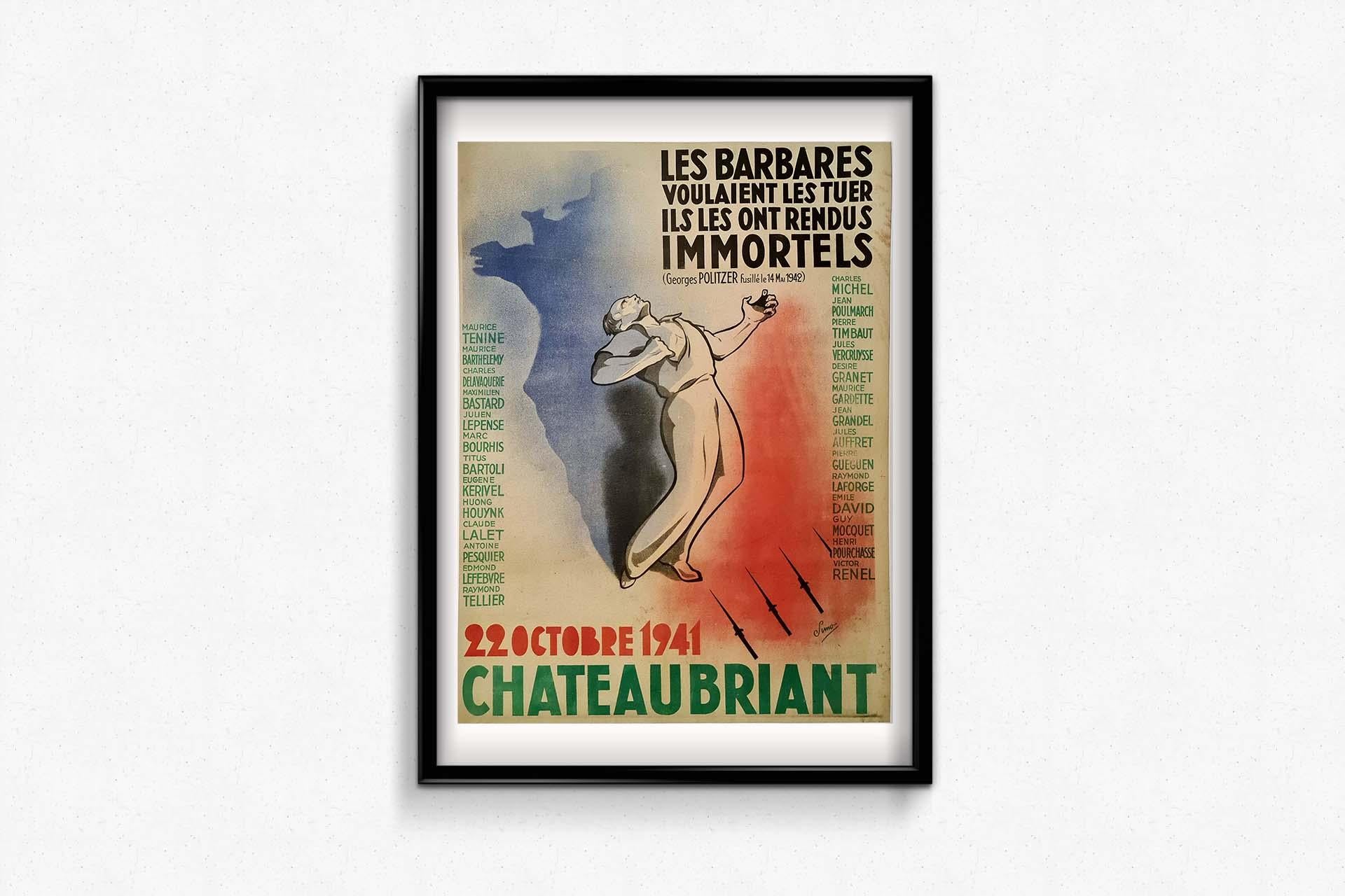 1941 original poster by Simo tribute to the mass execution of Châteaubriant For Sale 1