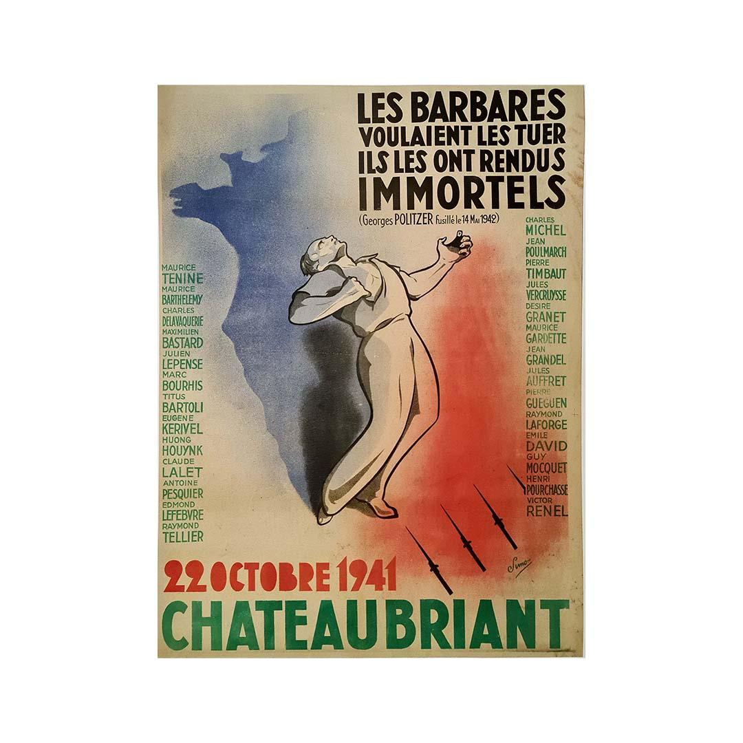 1941 original poster by Simo tribute to the mass execution of Châteaubriant For Sale 3