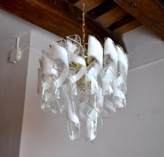 Lampadario a spirale di Simoeng, vetro di Murano, Italia, circa 1960