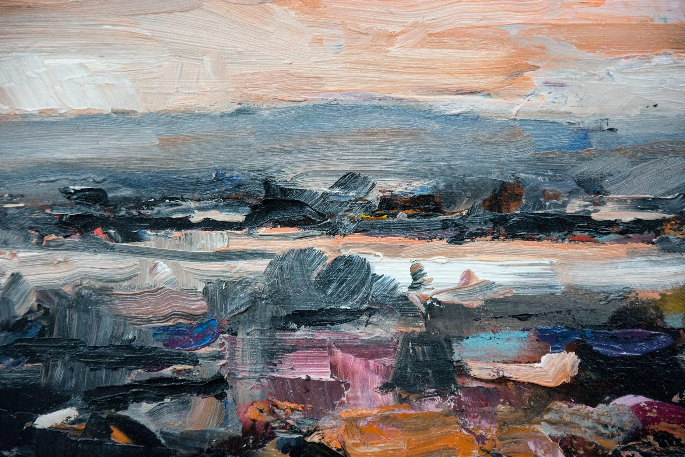 Ontario Landscape With Orange Sky - Contemporary Painting by Simon Andrew