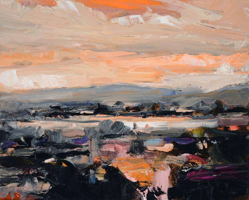 Simon Andrew Landscape Painting - Ontario Landscape With Orange Sky