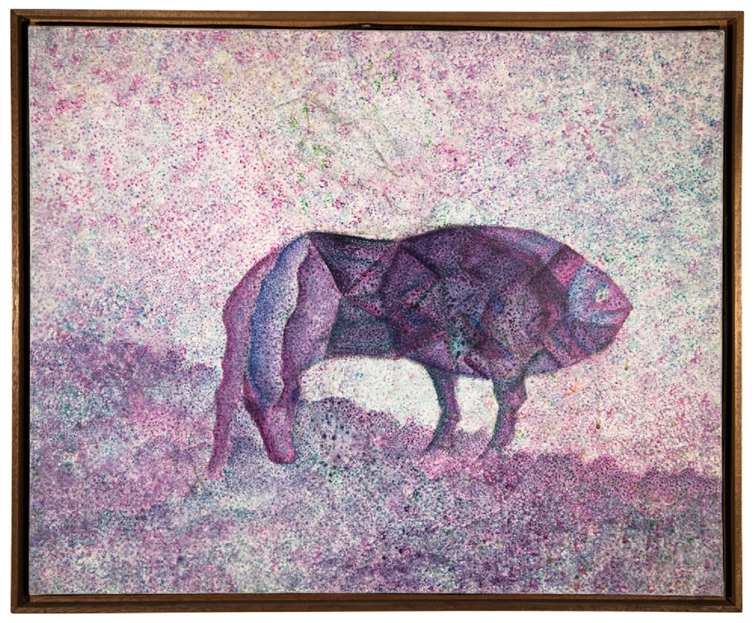 Simon Avissar Animal Painting – Surrealistisches Meeres-Ölgemälde Französisch-Moskauer Israeli Bezalel Schule