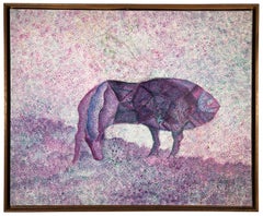 Surrealist Beast Oil painting French-Moroccan Israeli Bezalel School Painter