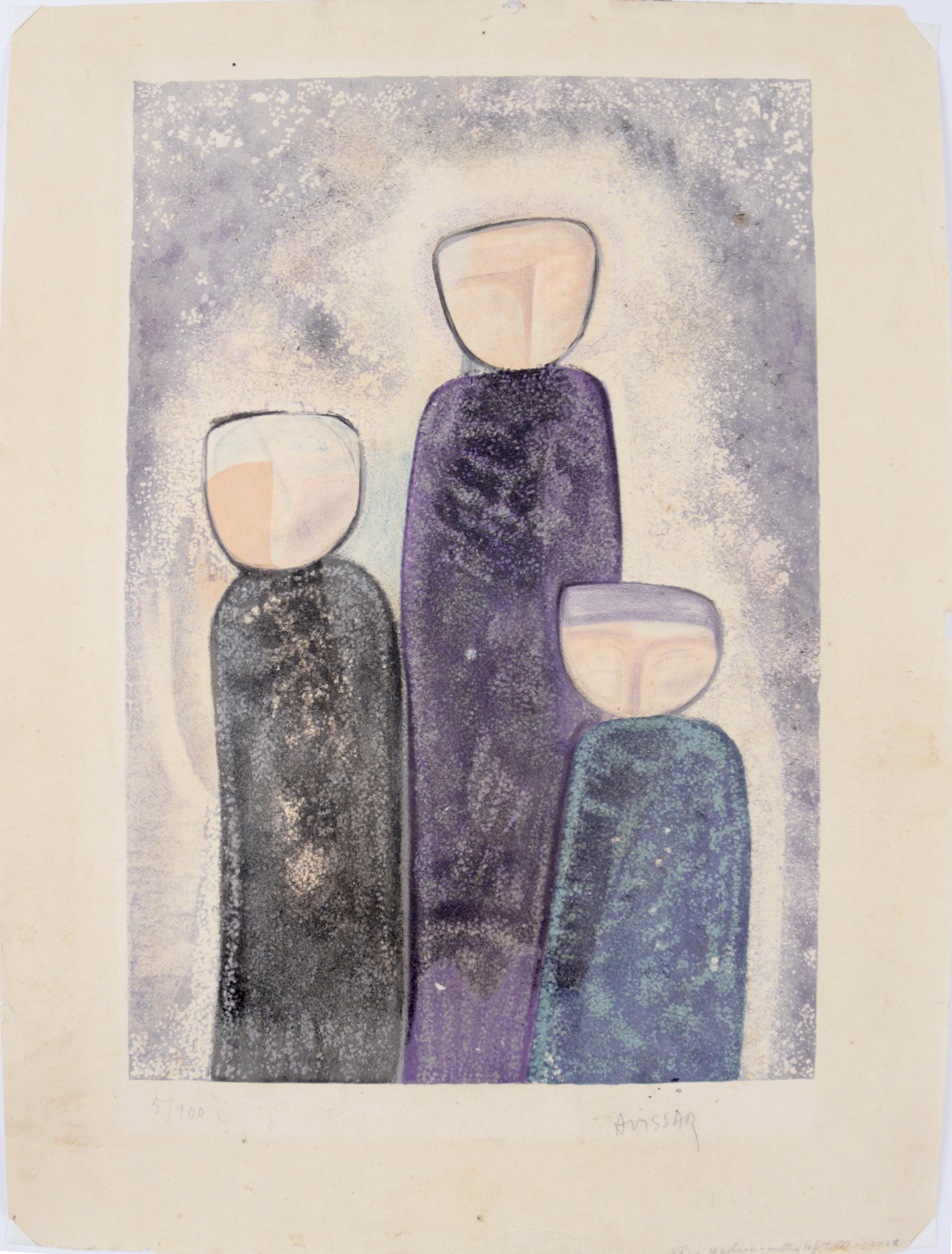 The Faceless, Unforgettable Three - Modernist Color Lithograph (5/100) For Sale 4