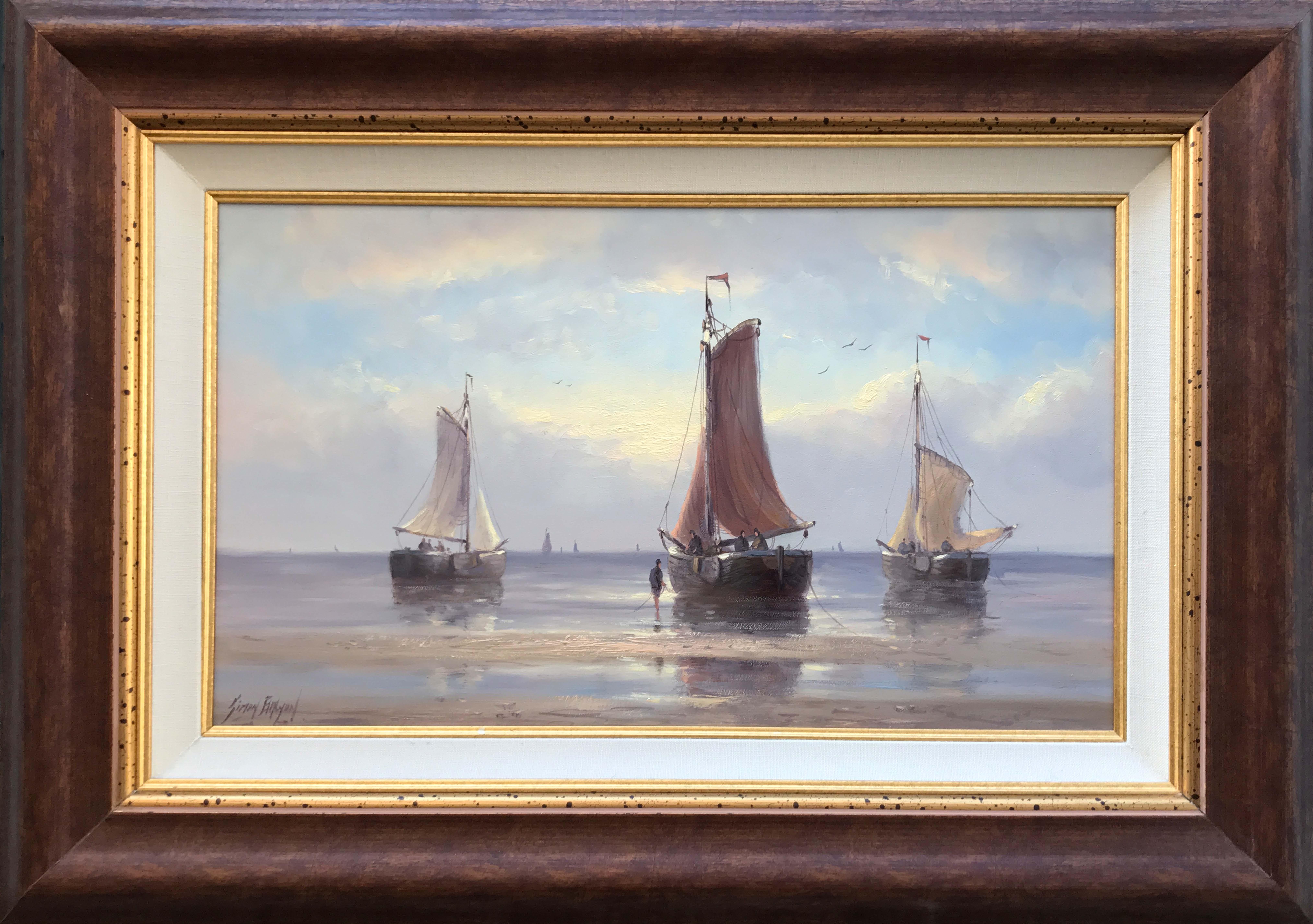 Old Dutch Fishing Boats - Painting by Simon Balyon