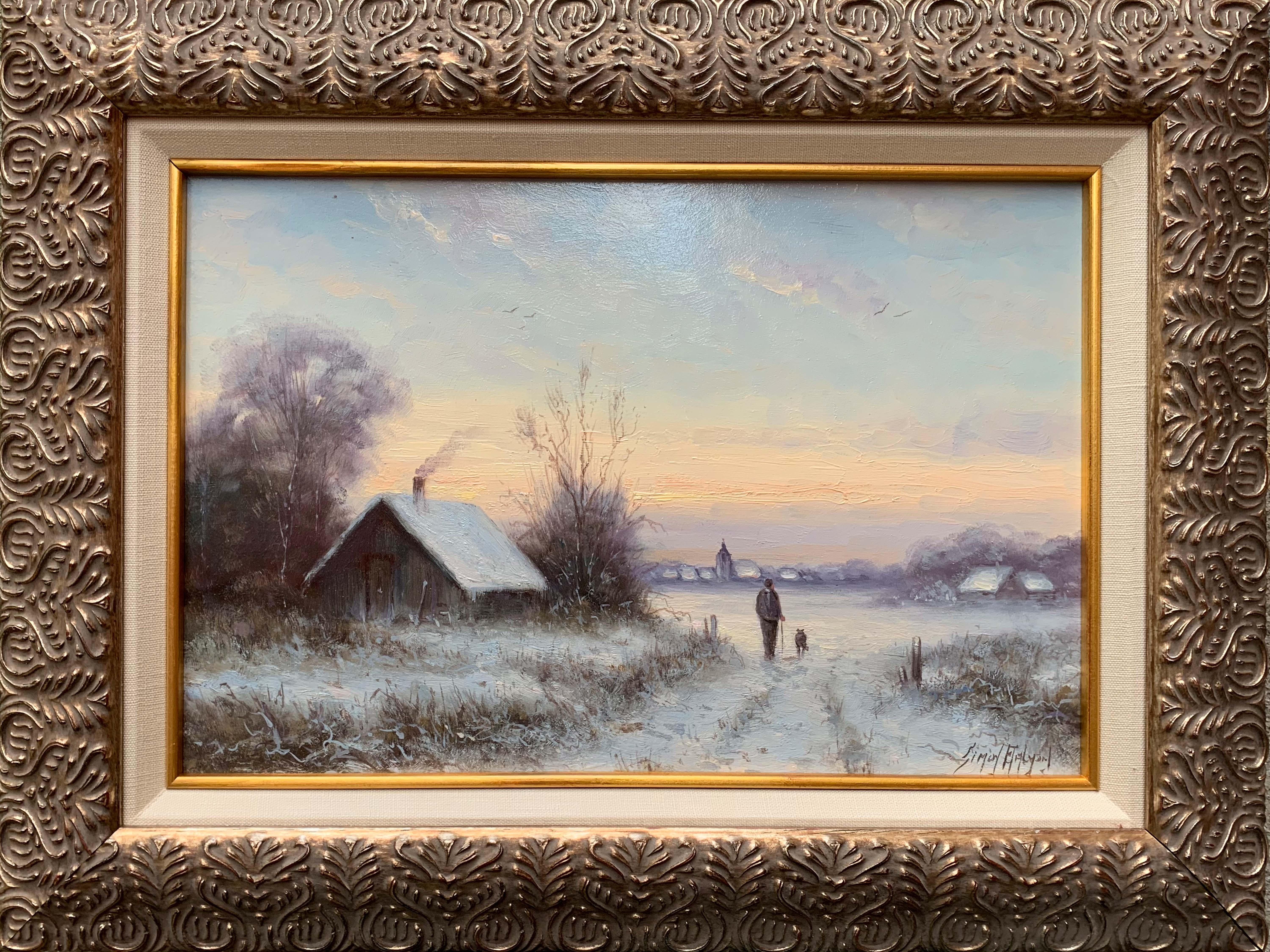 Sunset Winter – Painting von Simon Balyon