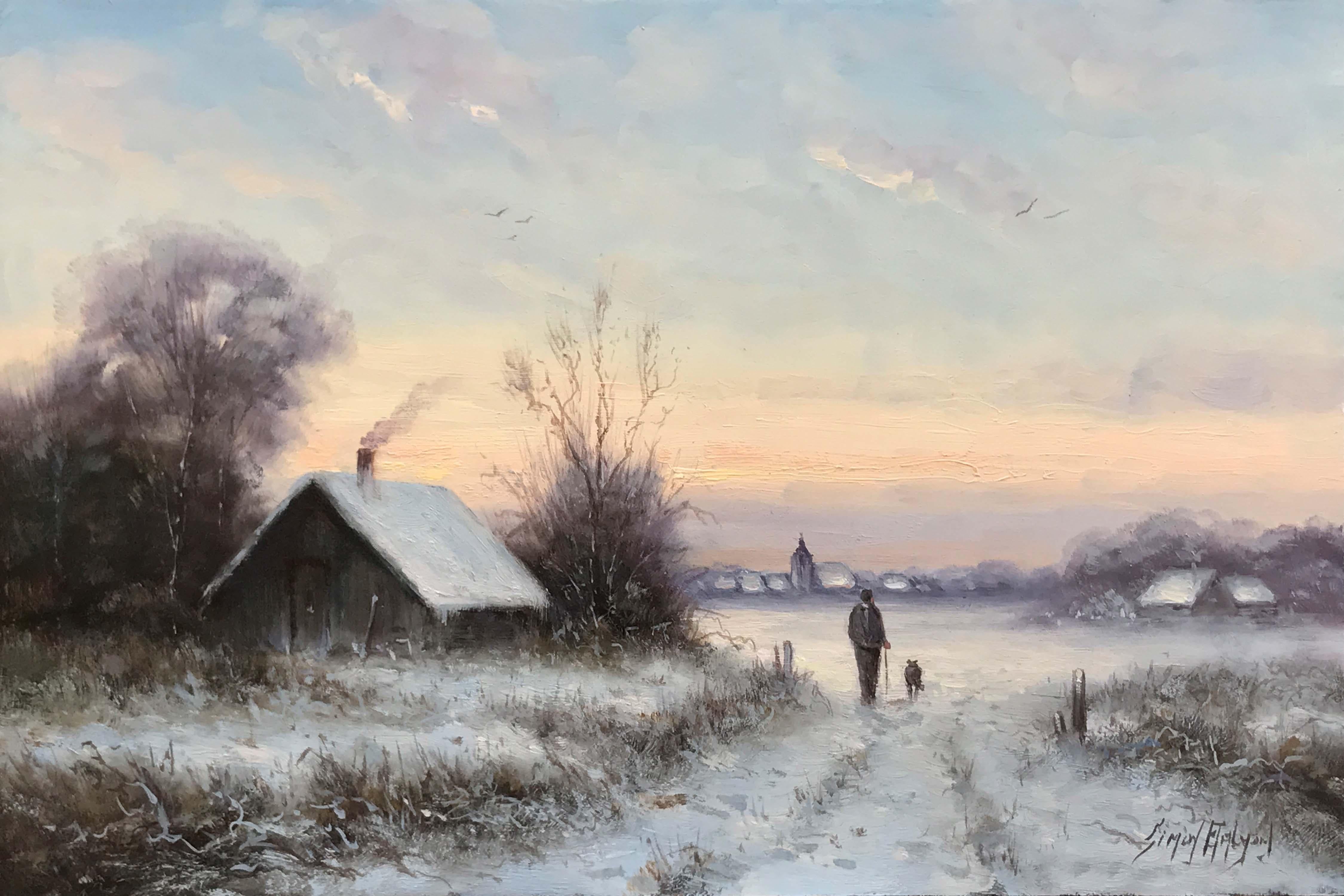 Simon Balyon Landscape Painting - Sunset Winter