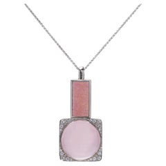 Pendentif en quartz rose et diamants en or 18kt de Simon Benney, Londres 2004