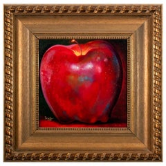 Peinture acrylique unique signée Simon Bull Apple Giclee sur cadre au verso 10/195