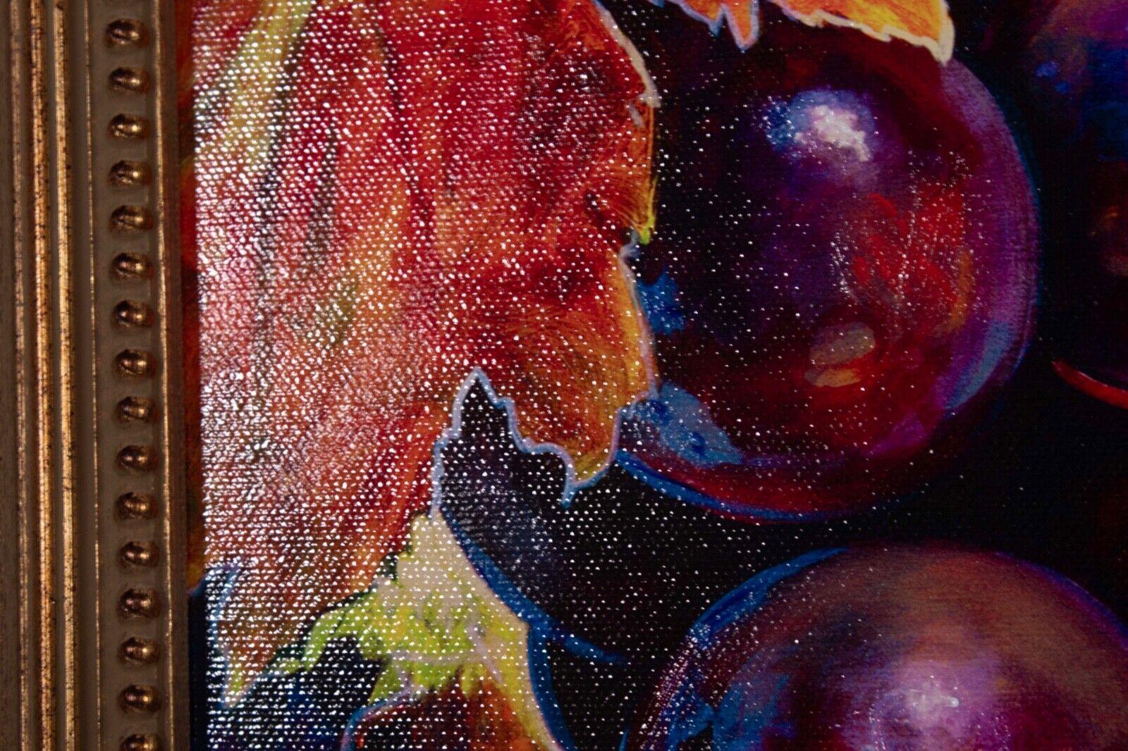Peinture acrylique unique signée Simon Bull Grapes et signée Giclee sur cadre au verso 11/195 Bon état - En vente à Keego Harbor, MI