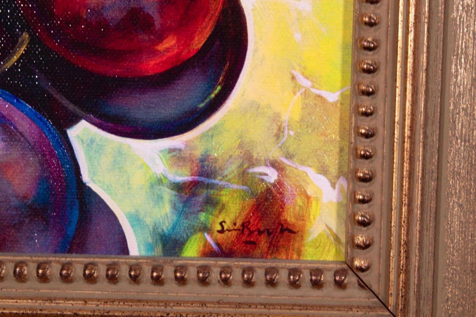 Simon Bull Grapes Giclee Signed Unique Acrylic Painting on Verso Framed 11/195 For Sale 3