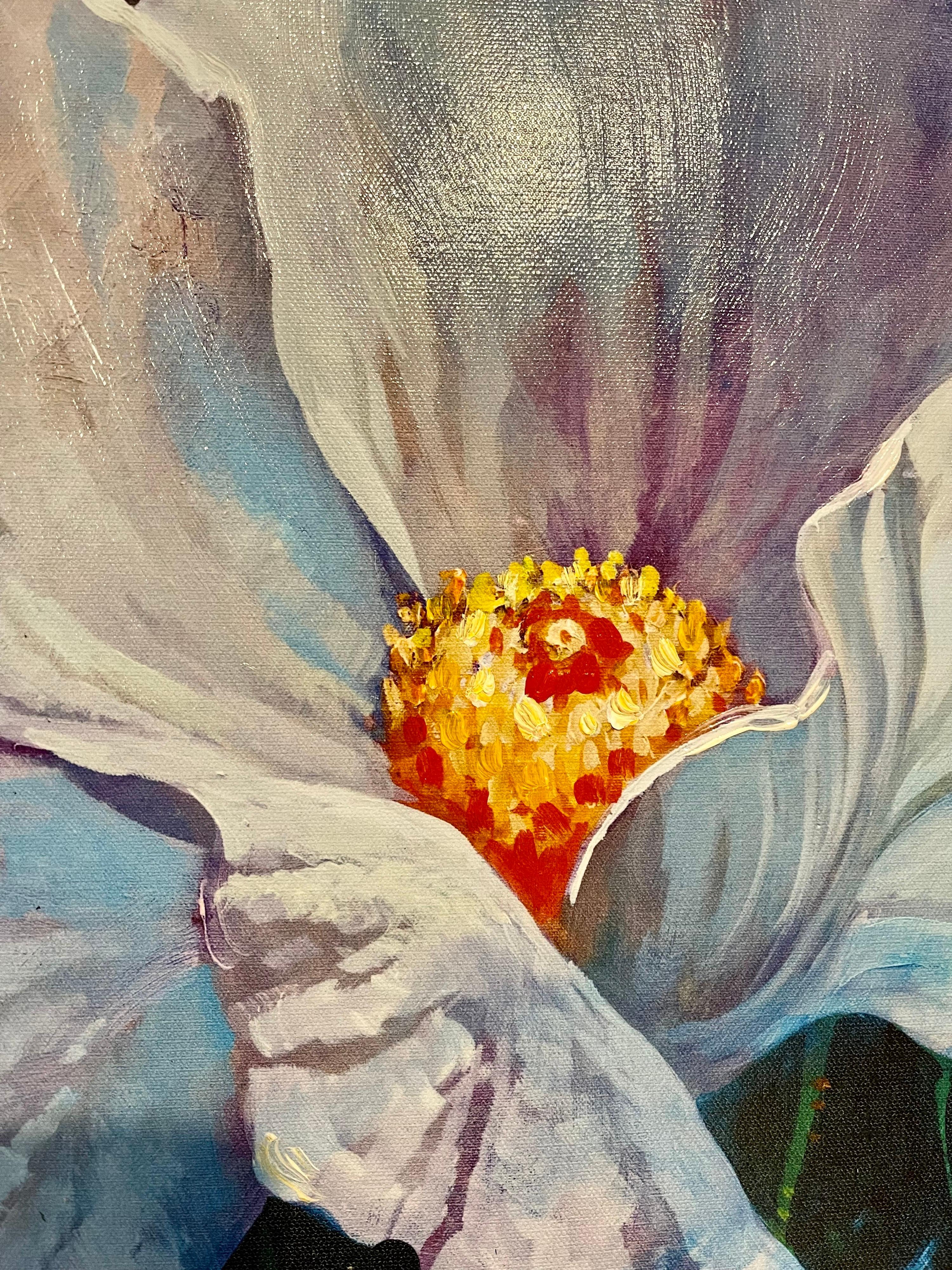 Vibrant Pop Art Flower Original Simon Bull Floral Giclee Canvas Painting Edition For Sale 2