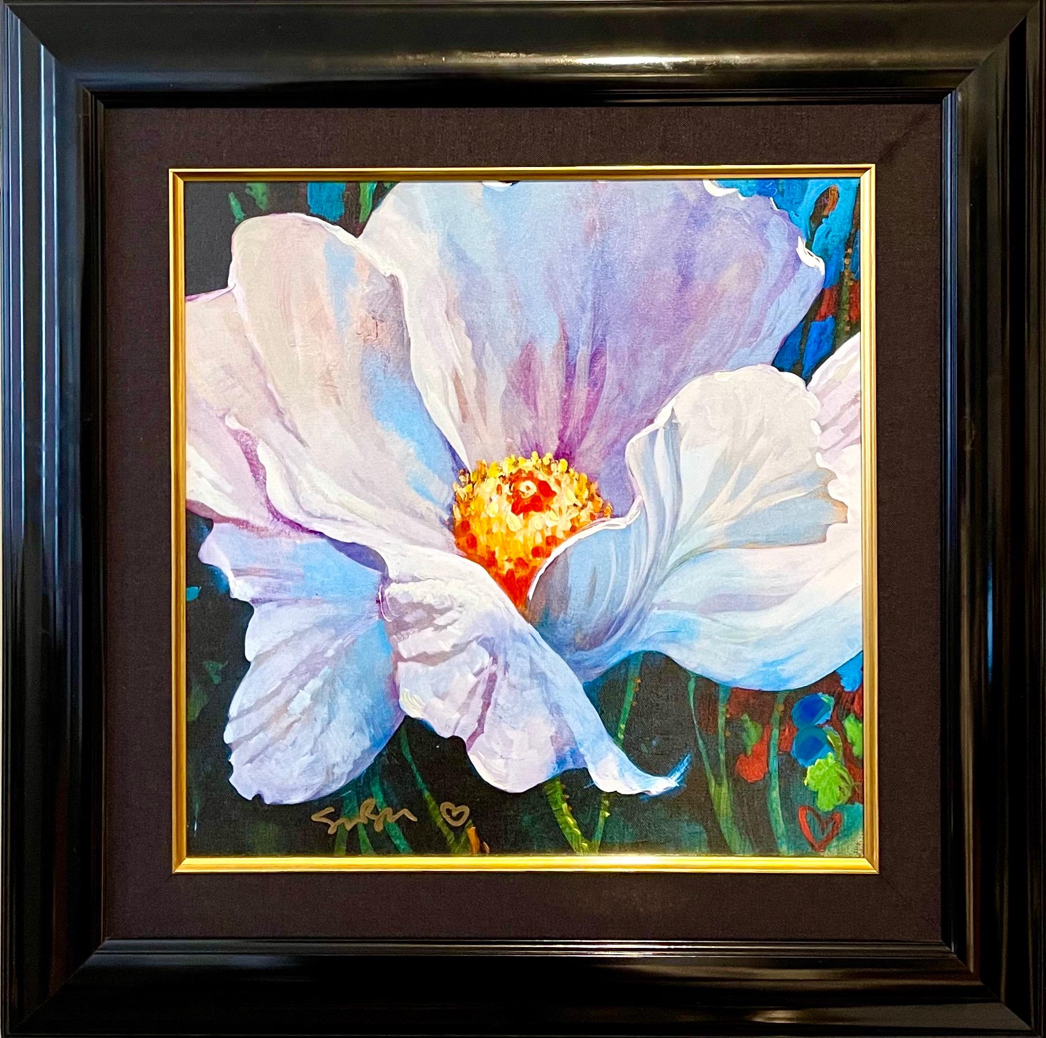 Vibrante Pop Art Fiore Originale Simon Bull Pittura floreale su tela Giclee Edizione