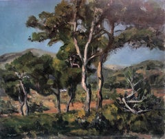 Vintage Spanish landscape oil on canvas painting