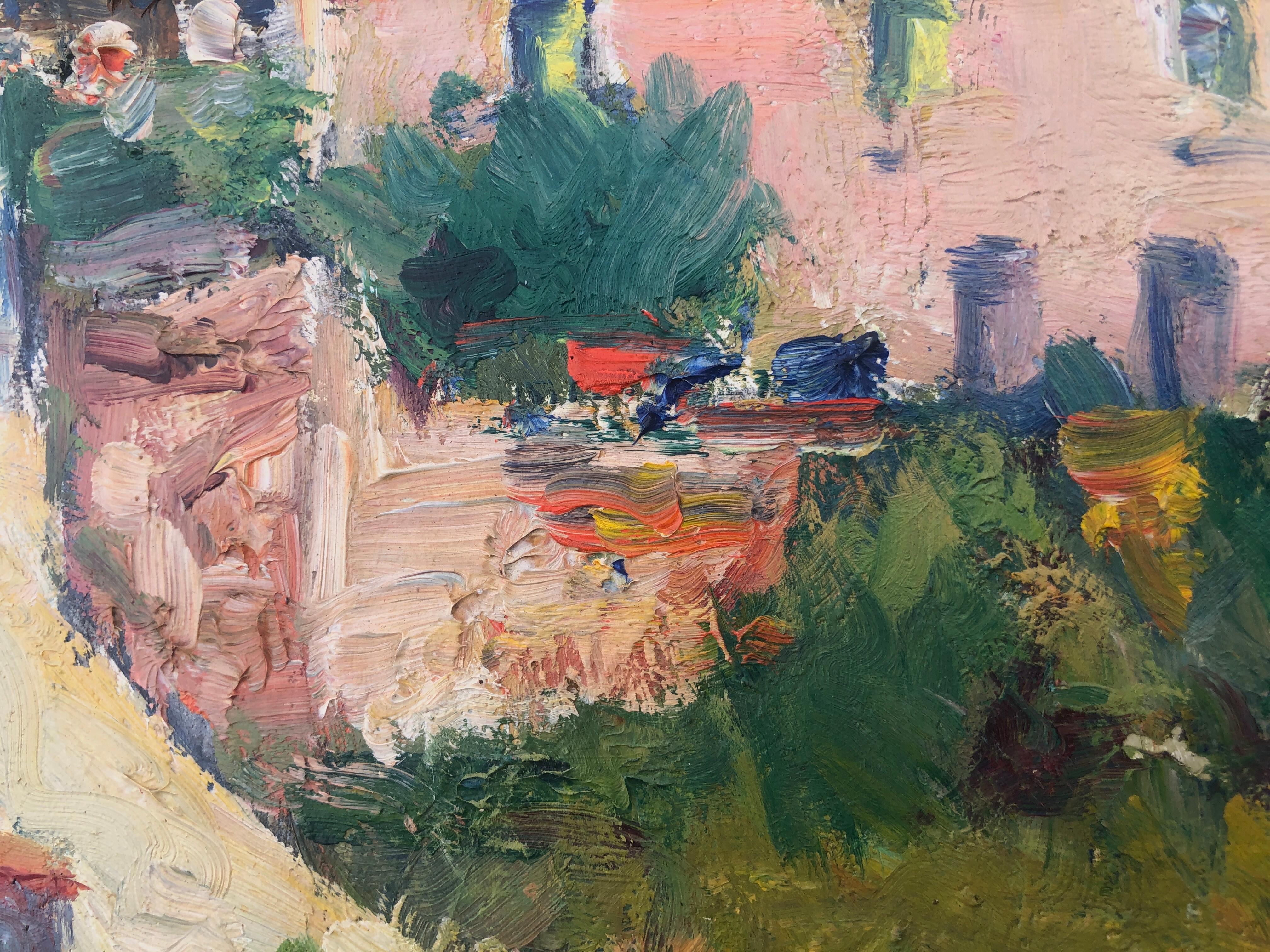 Artista: Simó Busom i Grau (1927-2020)
Título: Teià
Año: 1985
Técnica: Óleo sobre lienzo
Dimensiones: 21,3 x 25,6 pulg. (sin enmarcar) / 22,8 x 27,2 pulg. (enmarcada)
Firma: Firmado en la esquina inferior derecha
Inscripción en el reverso: