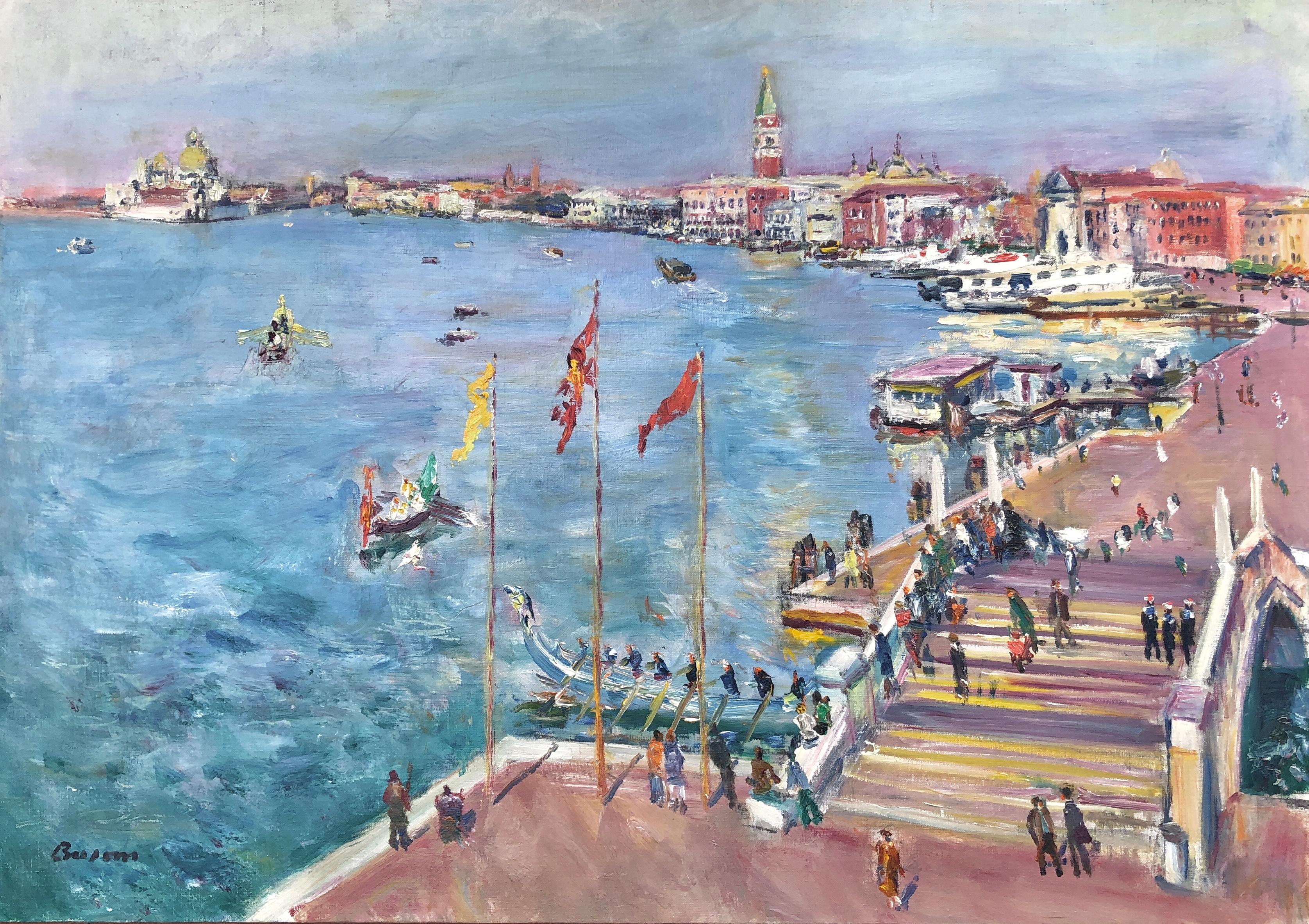 Landscape Painting Simon Busom - Venise Italie huile sur toile peinture paysage marin italien