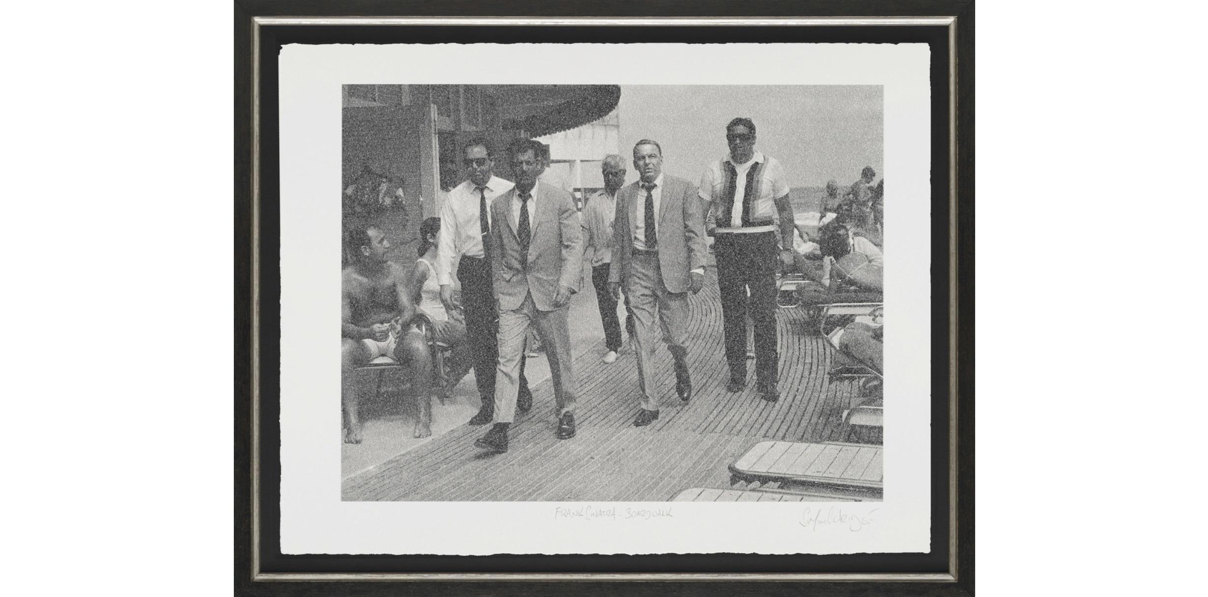 Frank Sinatra Boardwalk, Silkscreen on Paper Painting by Simon Claridge

Whilst working at an art gallery, Simon spent his nights painting feverishly – consumed by the dream of one day having his own work hanging on the walls. One morning, he