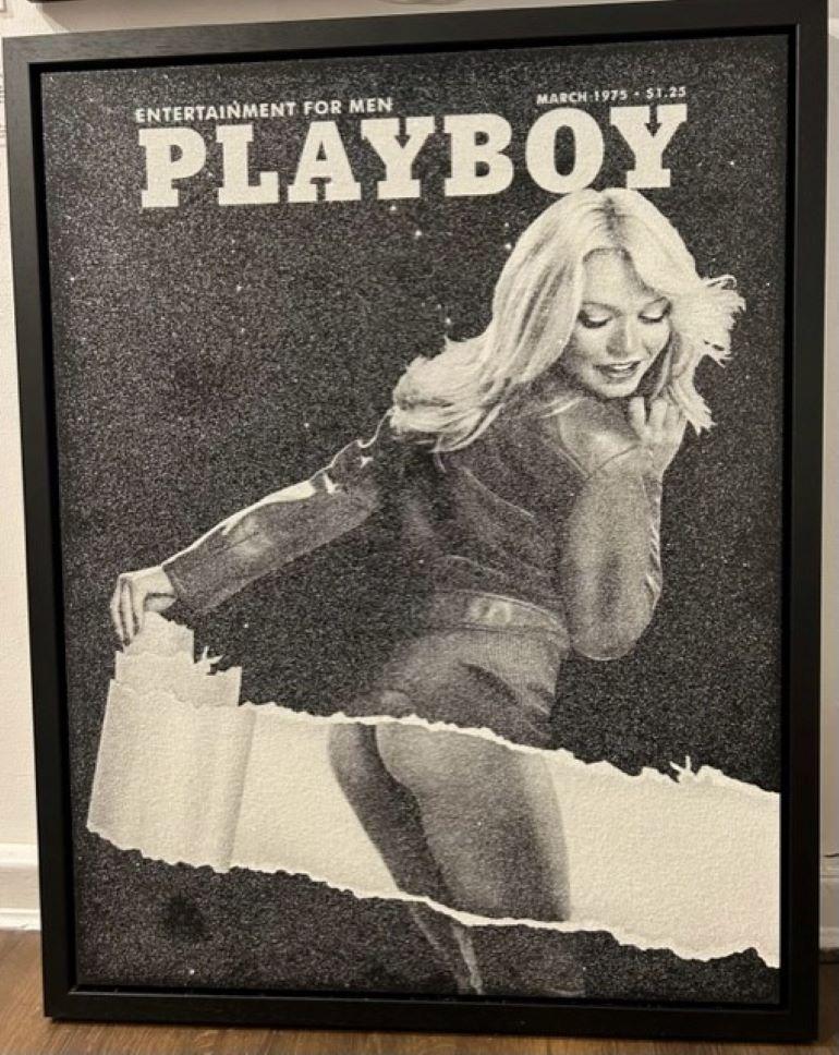 A signed, limited edition silkscreen on canvas with diamond dust.
Edition of 25
Part of the Playboy collection which sees iconic magazine covers given a sparkling makeover.
Stunning black and white artwork, the diamond dust sparkles when the light