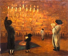 École de Paris Menorah, mur occidental, peinture à l'huile de Jérusalem