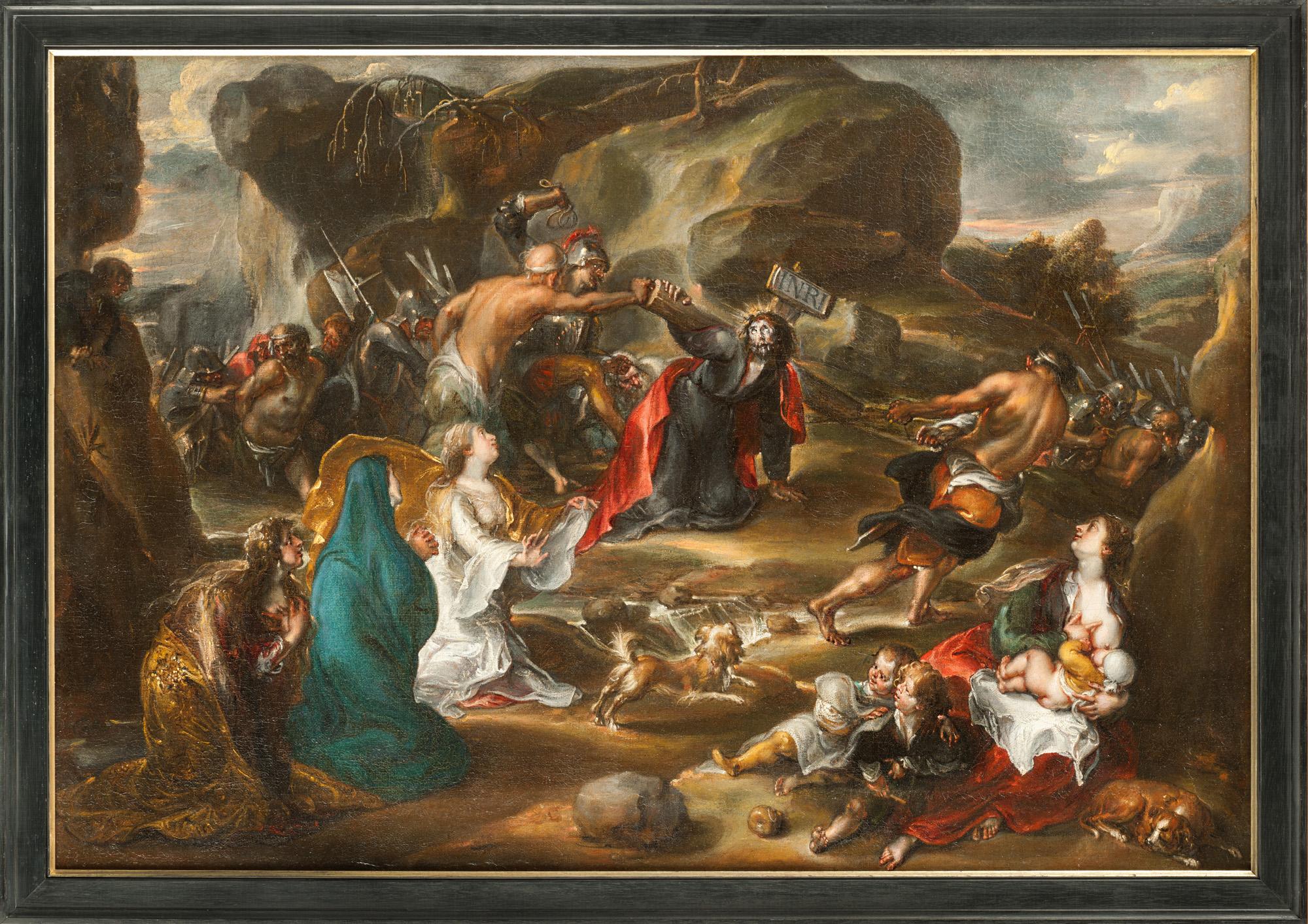 Le Christ portant la croix, vieux maître, The Flemish, De Vos, Scène religieuse, Rubens - Baroque Painting par Simon de Vos