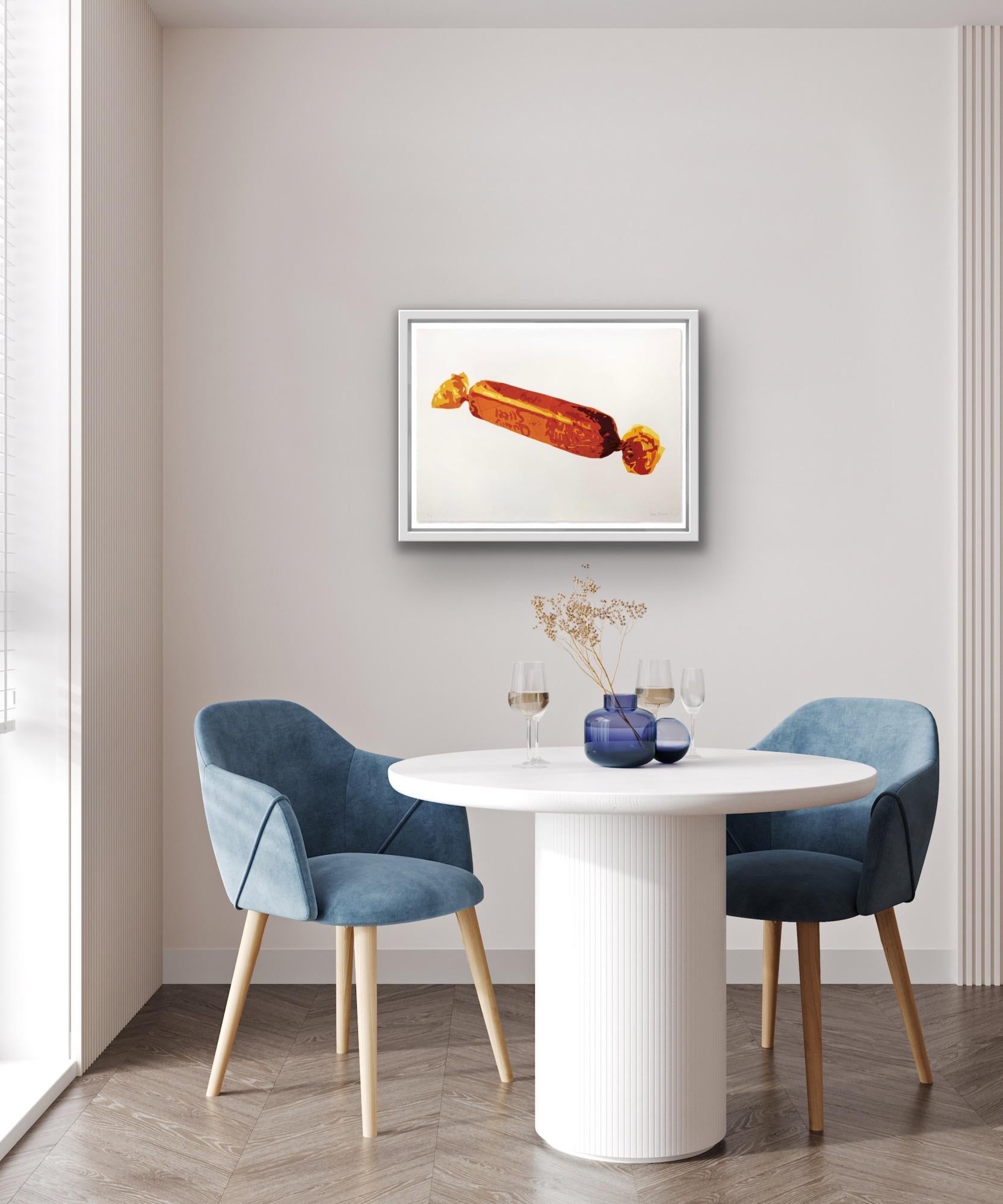 Gold Finger, Sweetie Art, Food Art, Still Life Print, Chocolate Art, Easter Art - White Interior Print by Simon Dry