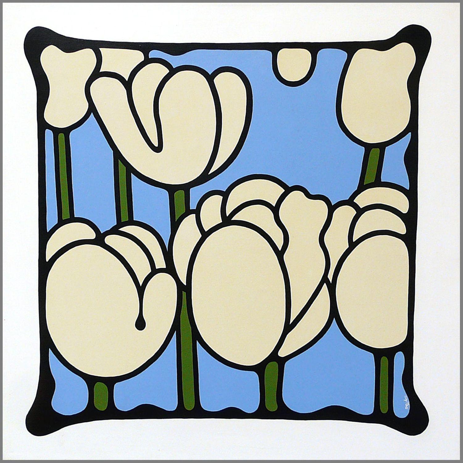 Simon Fairless - Ivory Tulips, Painting, Acrylic on Canvas For Sale at ...