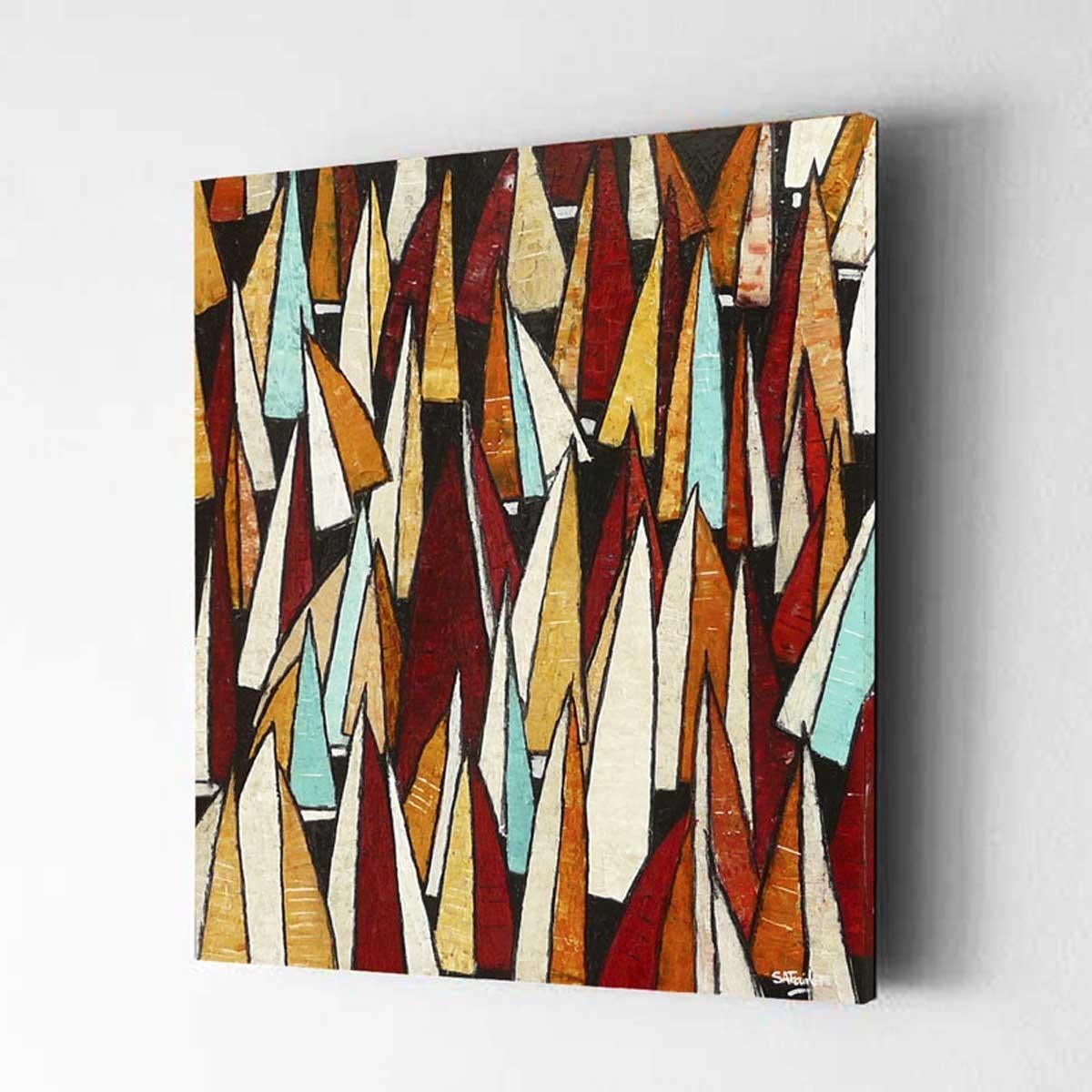 Racing Fleet, Painting, Acrylic on MDF Panel - Black Abstract Painting by Simon Fairless