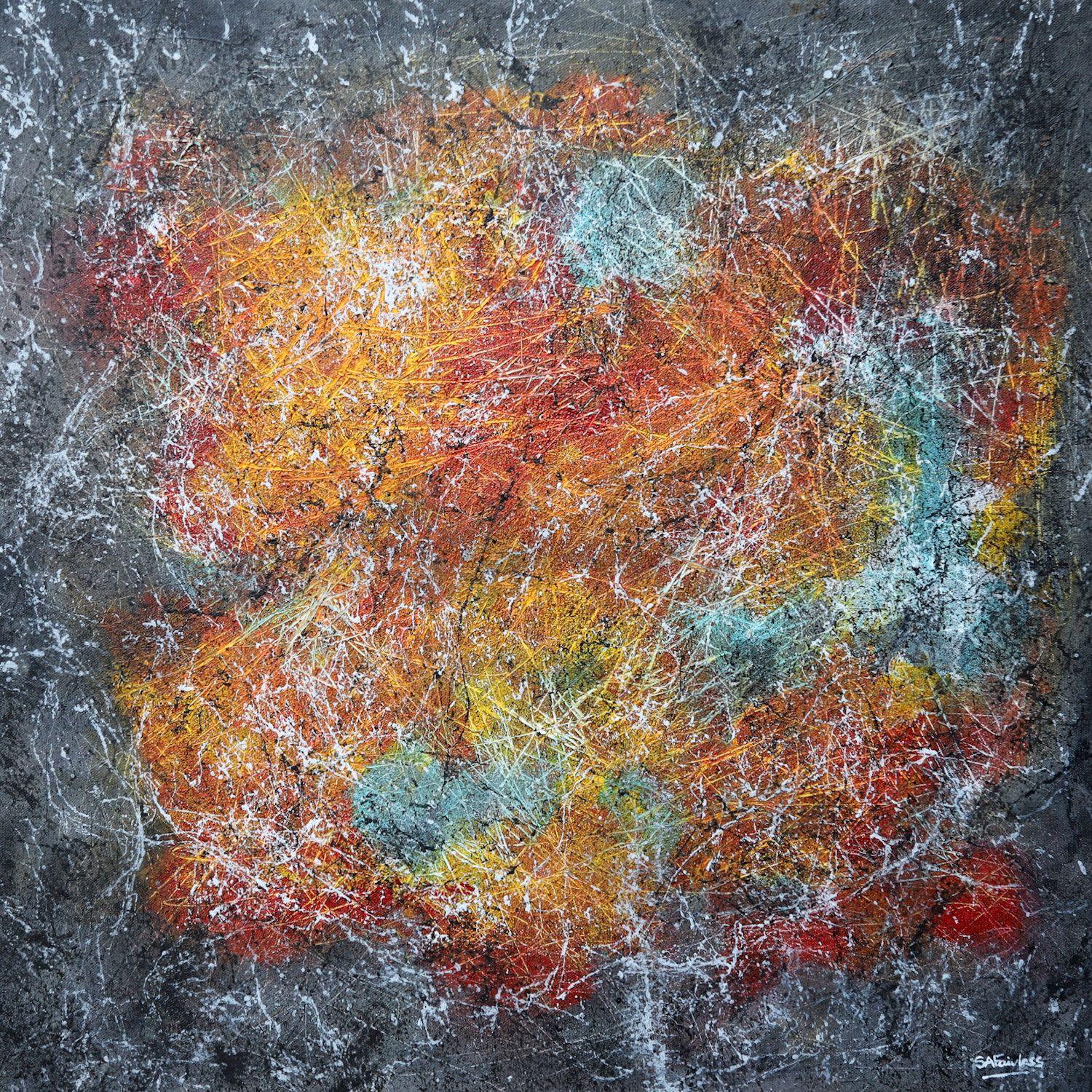 Simon Fairless Abstract Painting - Rainbow Nebular, Painting, Acrylic on Canvas