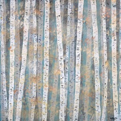 Silver Birch Late Autumn, Painting, Acrylic on Canvas