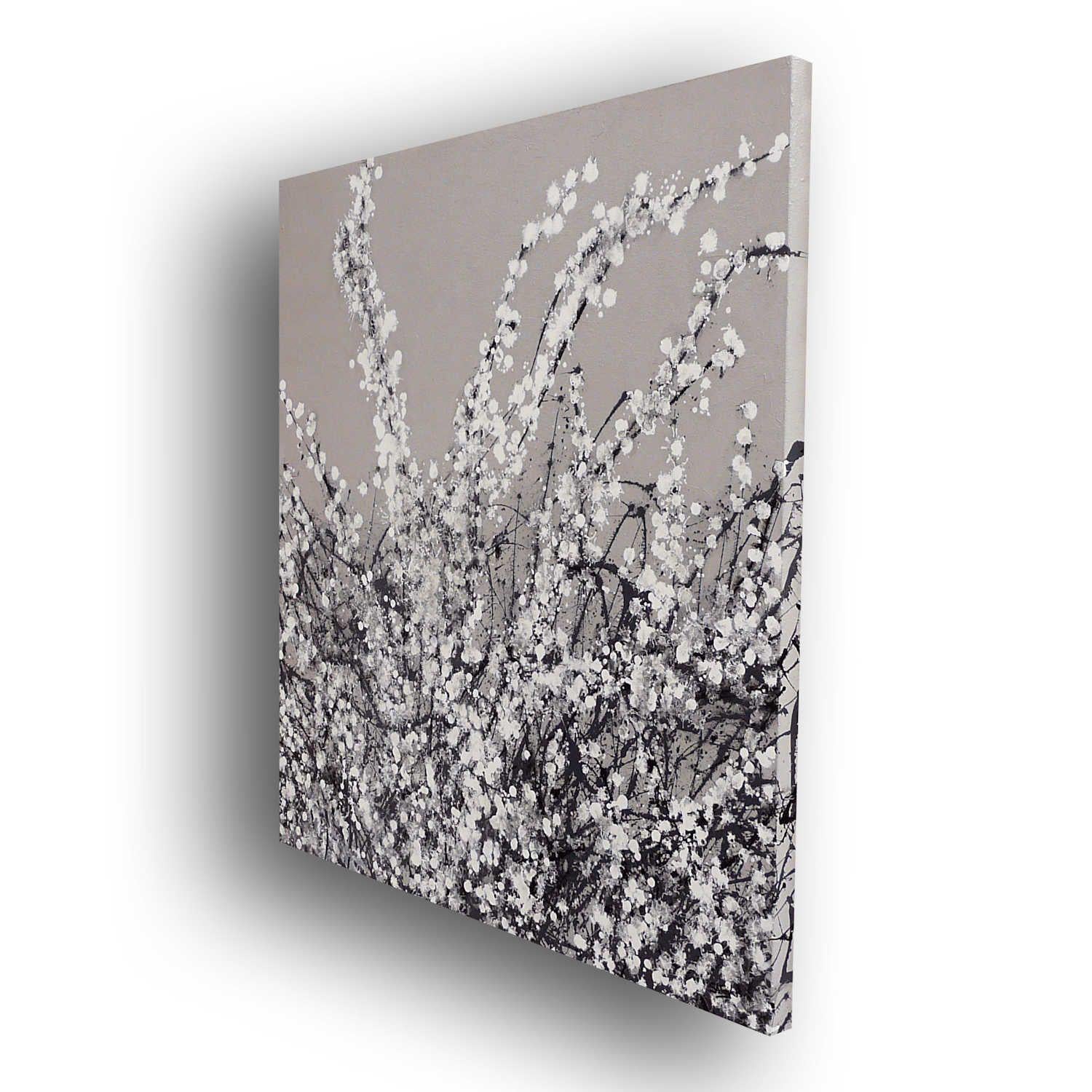 Spring Blossom on Grey, Painting, Acrylic on Canvas 2