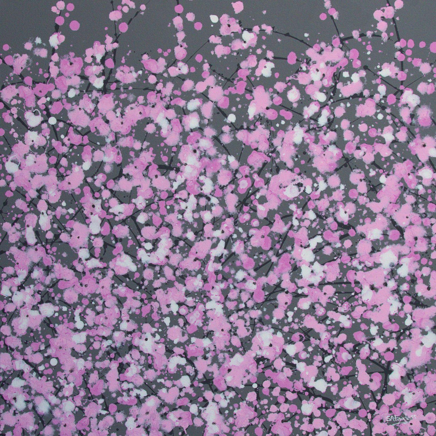 Simon Fairless Abstract Painting - Spring Blossom - Pink, Painting, Acrylic on Canvas