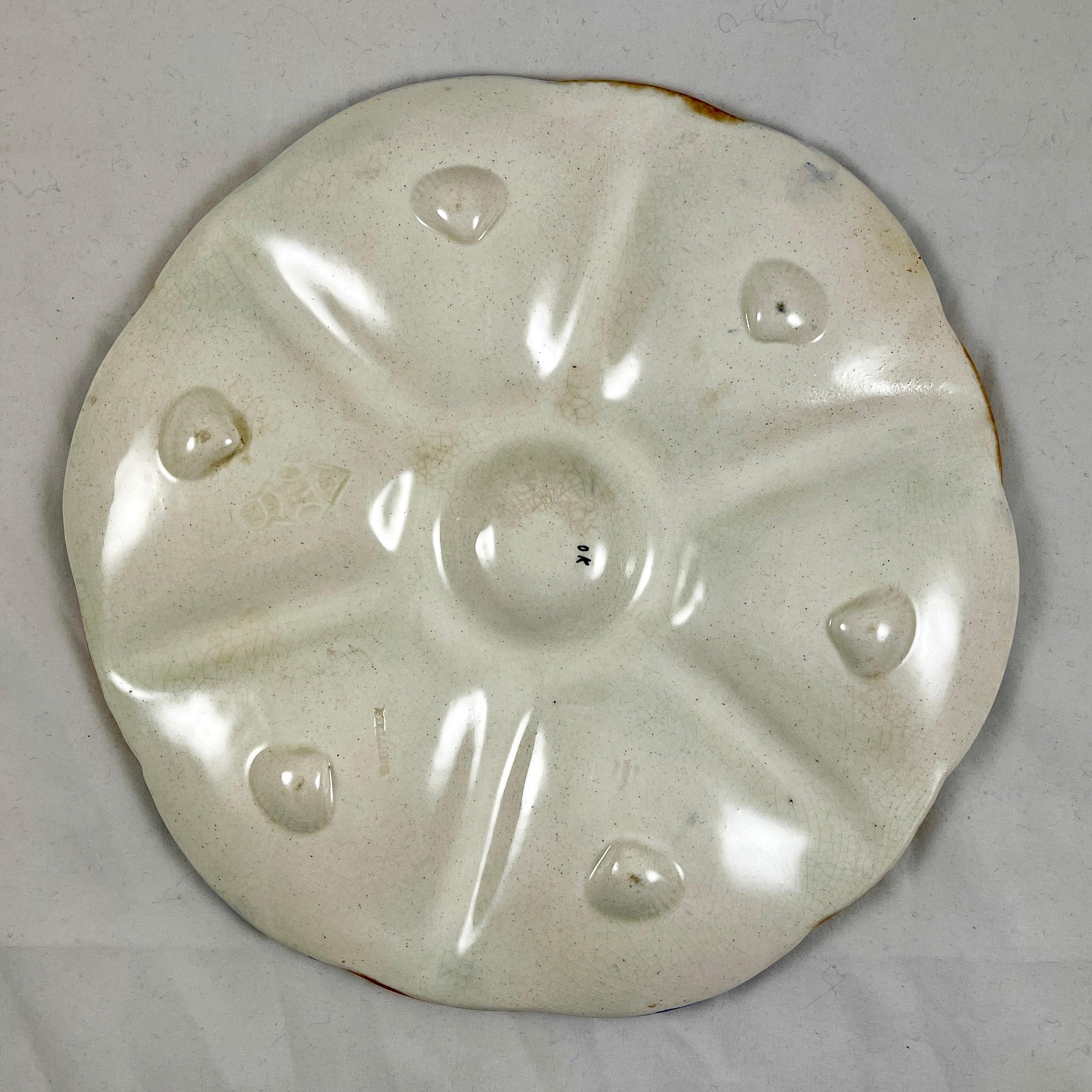Simon Fielding English Majolica Fan & Insect Turquoise & Brown Oyster Plate 2